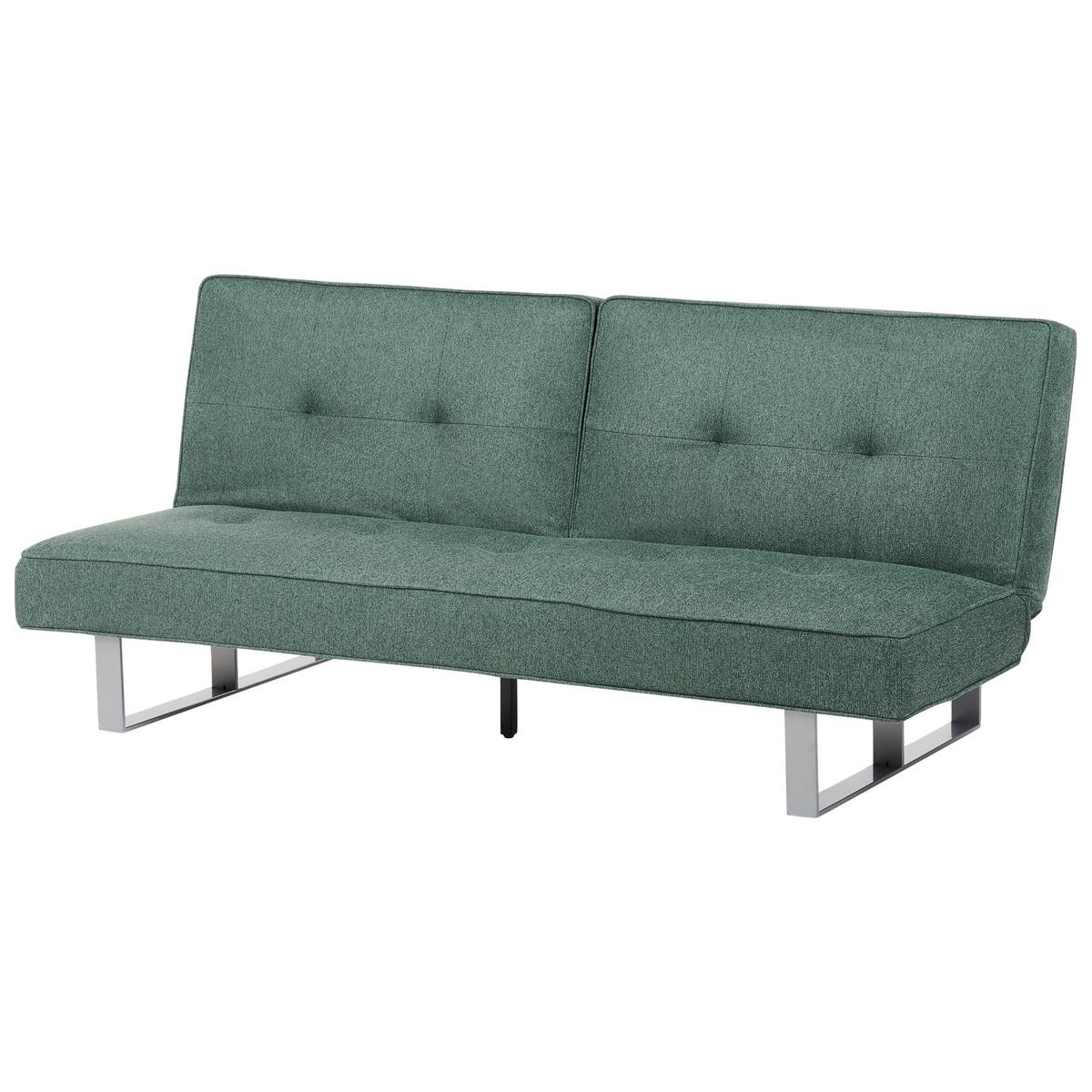 3-SITZER-SCHLAFSOFA grün Dublin - Silberfarben/Grün, Textil (190/38/88cm) - Beliani