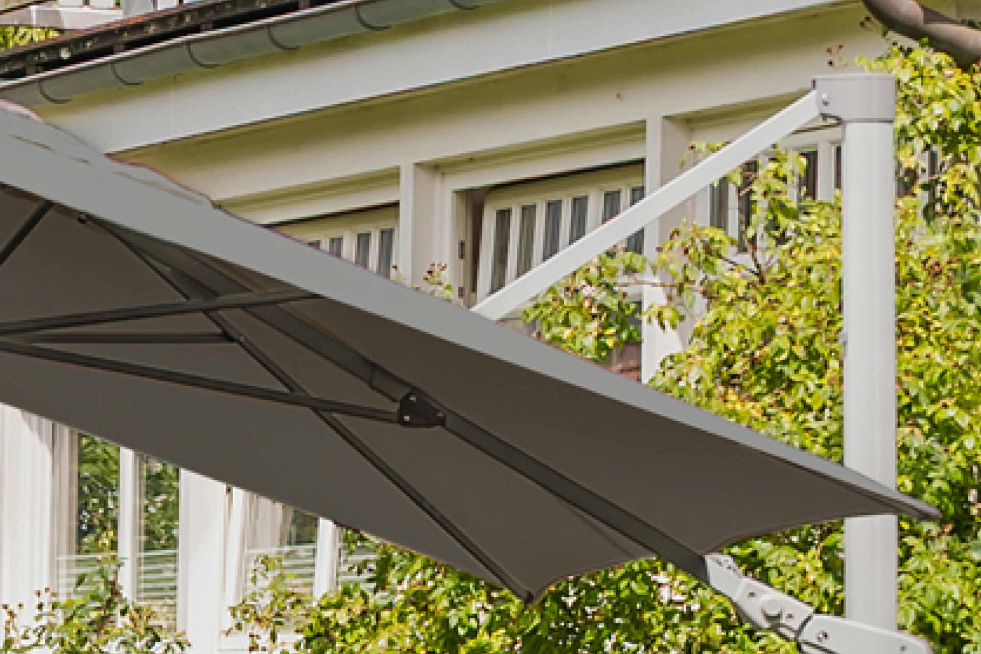 Ampfelschirm Dunkelgrau 360 Grad drehbar Schirm Silber Aluminium pulverbeschichtet 