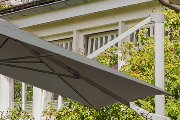 Ampfelschirm Dunkelgrau 360 Grad drehbar Schirm Silber Aluminium pulverbeschichtet