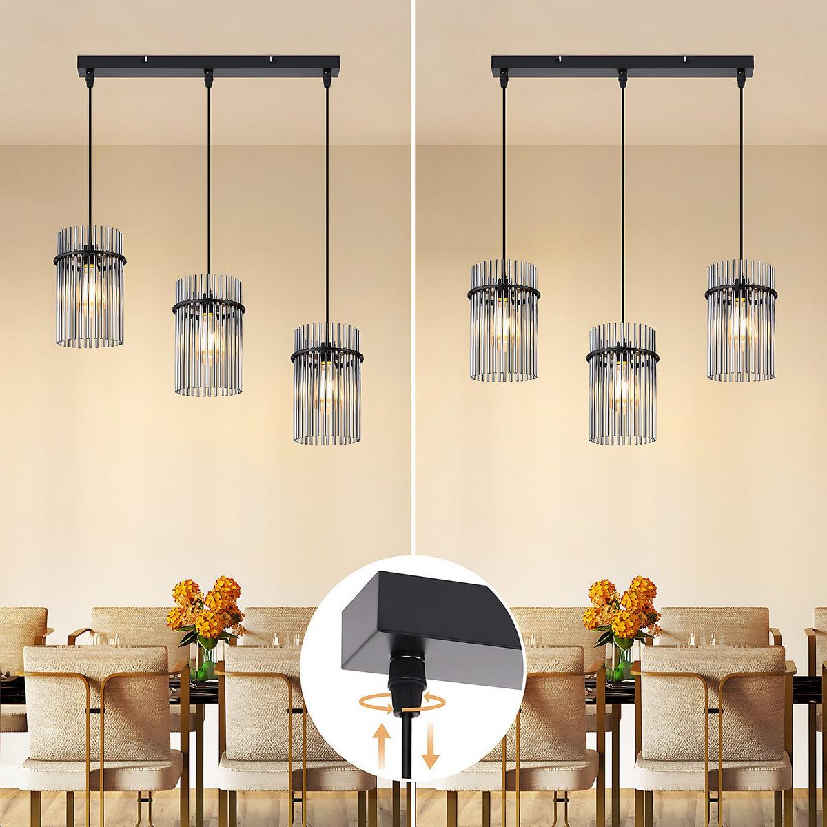 PENDELLEUCHTE BEESKOW Ⅲ 48/5/150 cm - Schwarz, Metall (48/5/150cm) - Nettlife