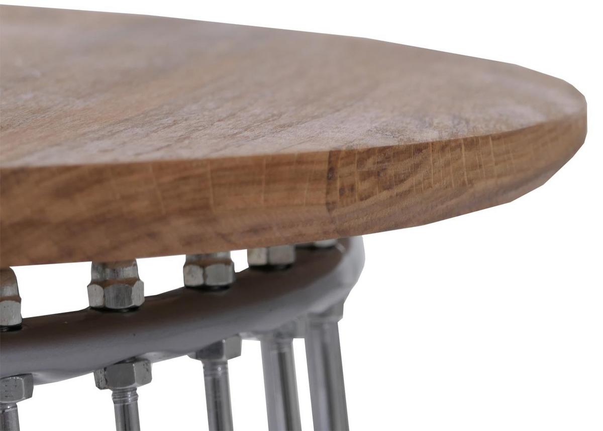 COUCHTISCH rund Braun, Silber - Silberfarben/Braun, Holz (50/50/52cm) - MCW