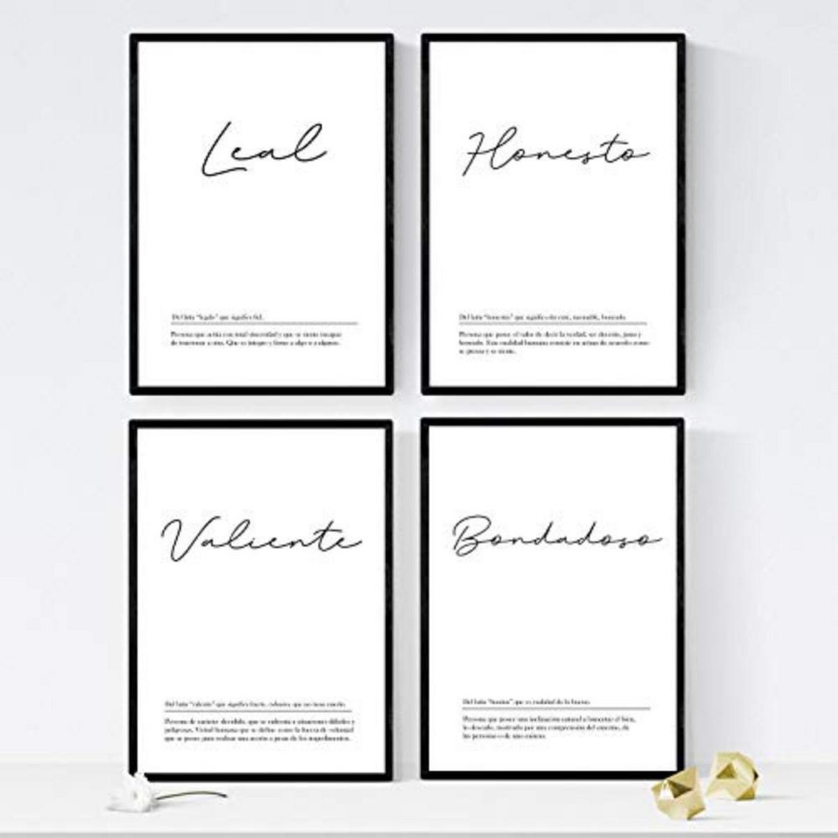 POSTER Set mit 4 WörterDefinitionen A4 Rahmenlos - Klar, Papier (29.7/3cm) - Nacnic