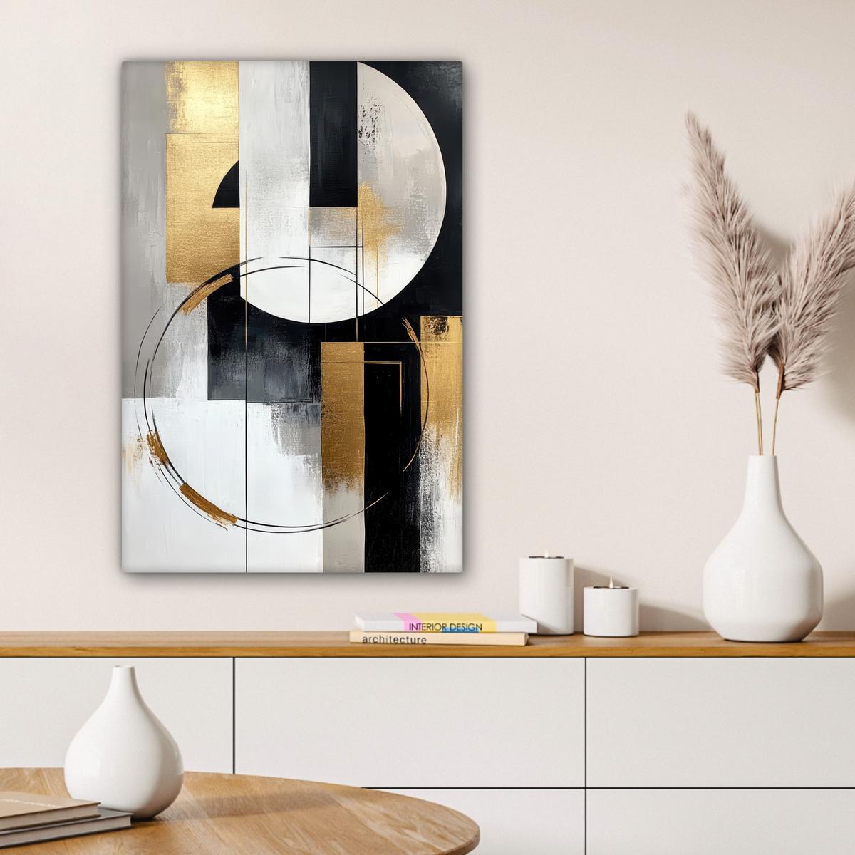 LEINWANDBILD Abstrakt - Gold - Silber - Formen - Ästhetik Wanddeko 40x60 cm - Multicolor, Textil (40/60cm) - MuchoWow