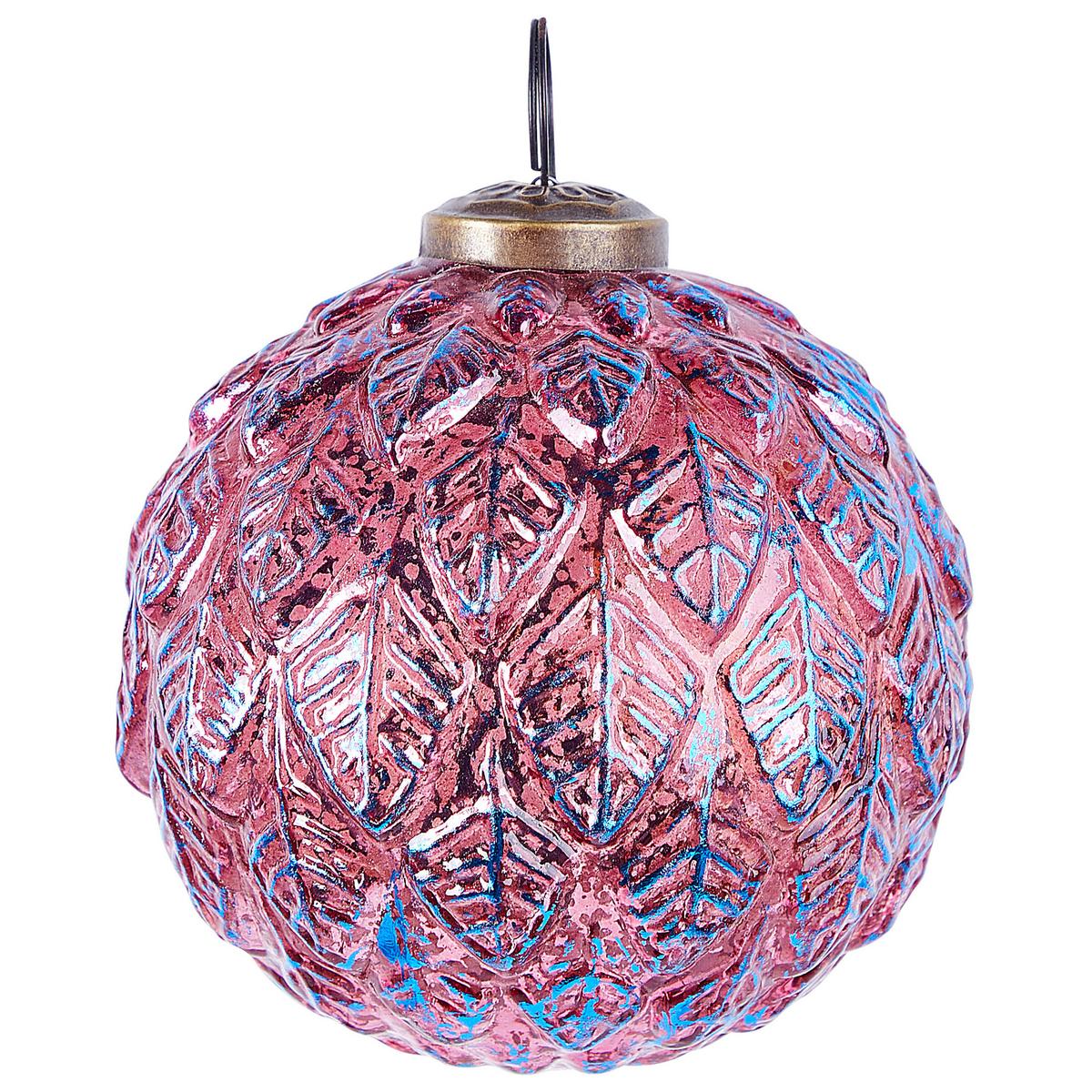 WEIHNACHTSKUGEL 6er Set Glas Rosa Astral - Blau/Pink, Glas (11/14/11cm) - Beliani