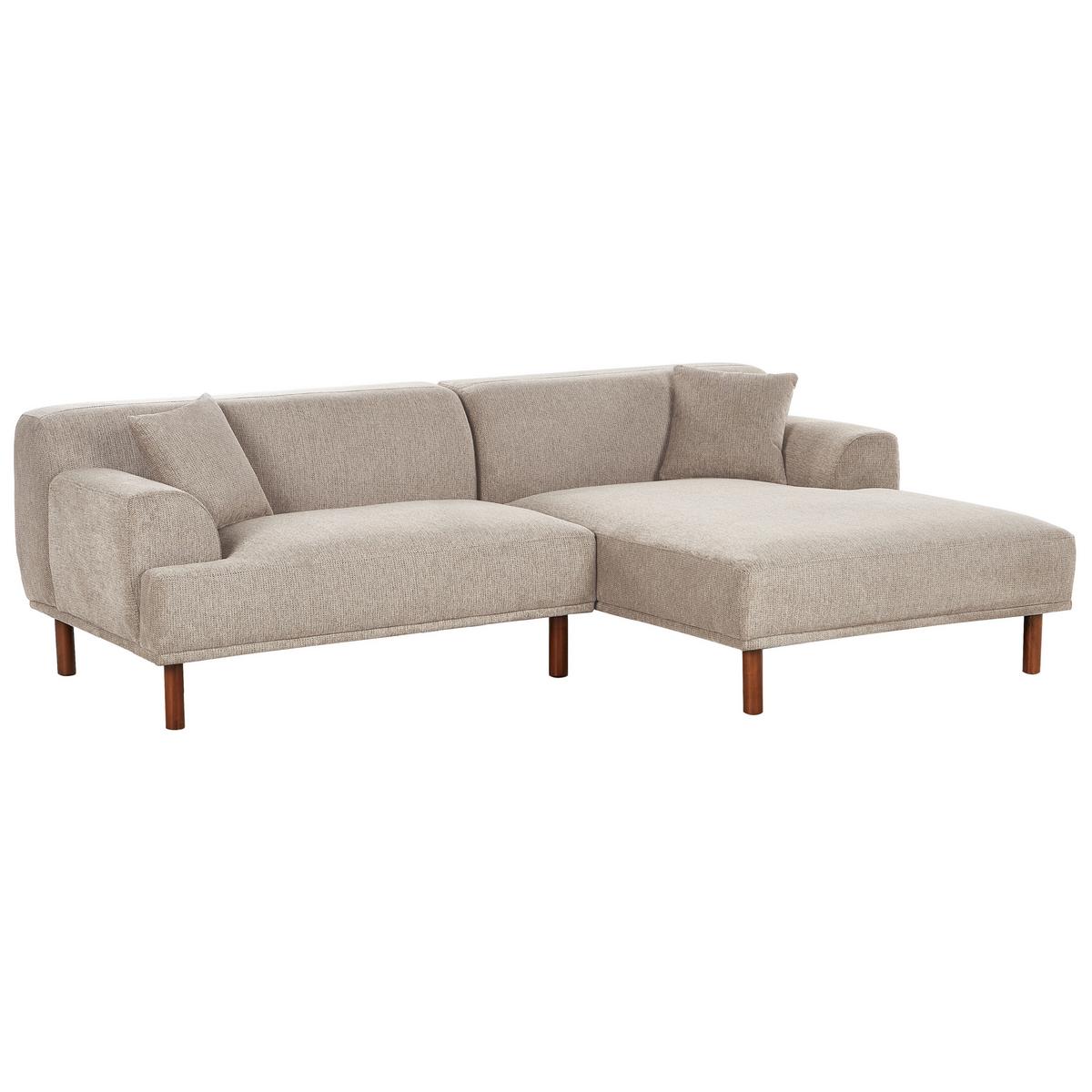 ECKSOFA 3-Sitzer Stoff Taupe linksseitig Holt - Taupe, Textil (241/159cm) - Beliani