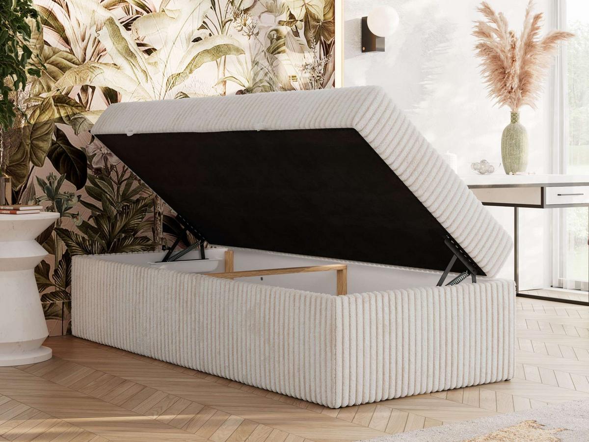 BOXBETT ZERO 90/200 - Beige Cord - H3 - Topper Visco - Beige, Textil (90/200cm) - MKS