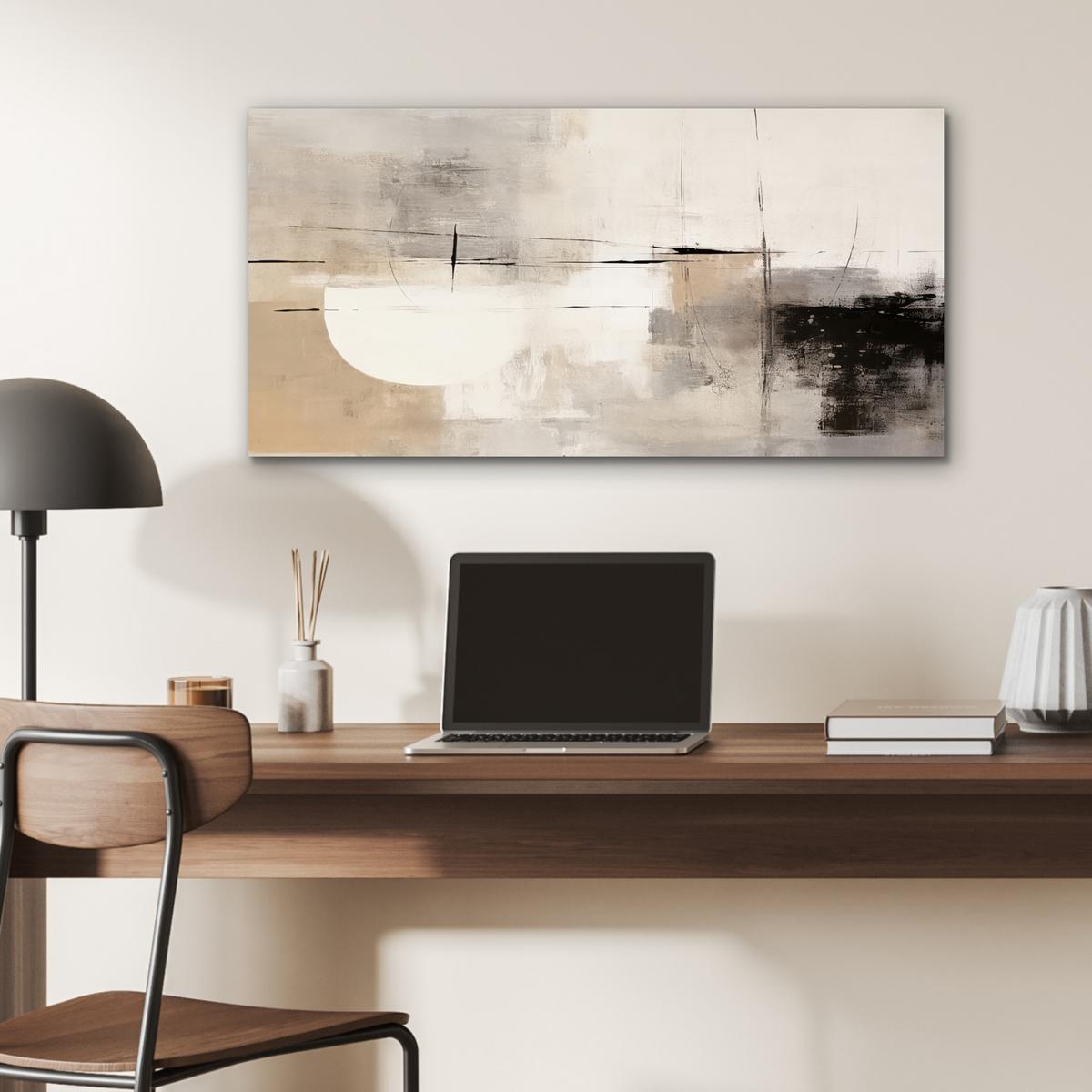 METALLBILD Abstrakt - Kunst - Grau 80x40 cm - Hellgrau, Metall (80/40cm) - MuchoWow