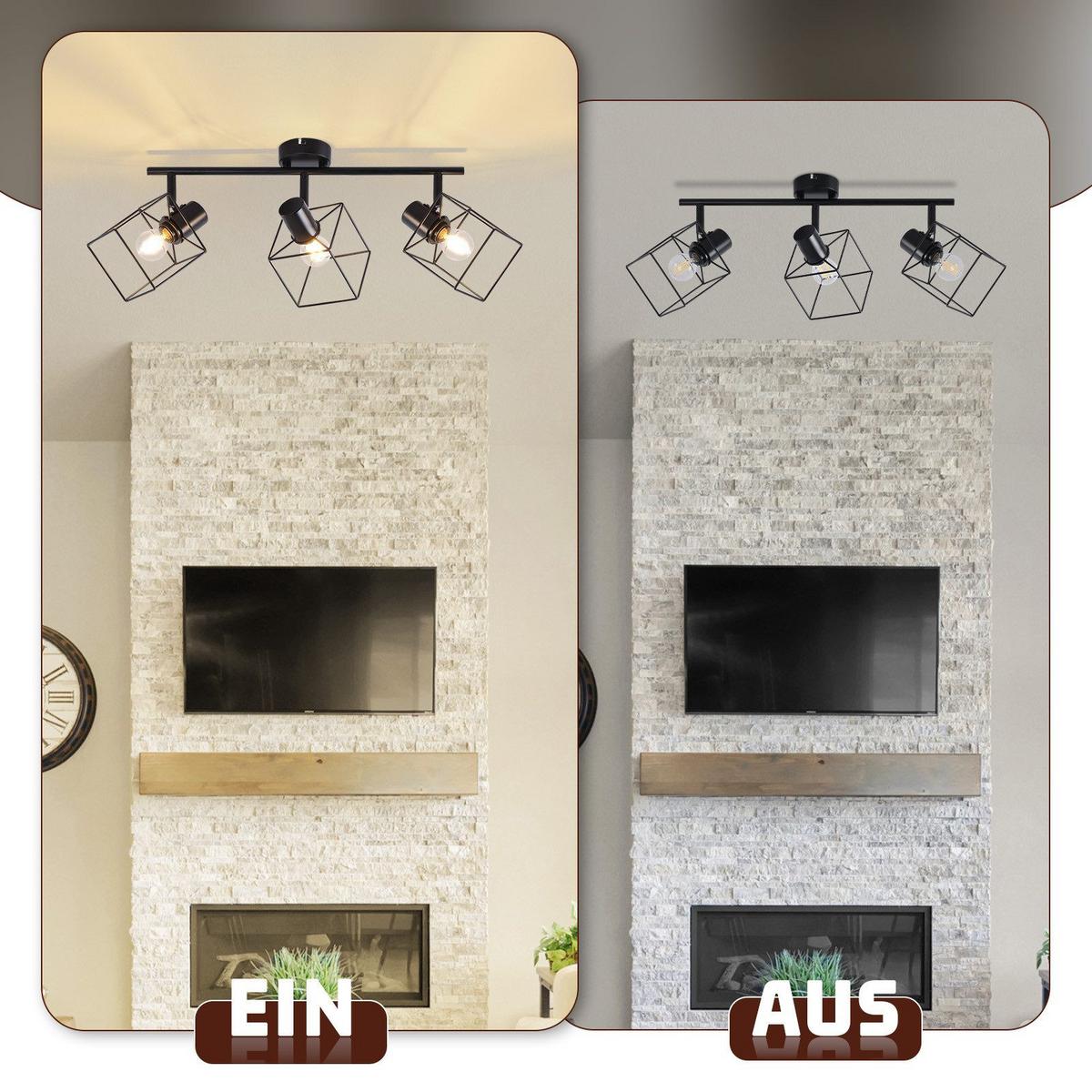 DECKENSTRAHLER Fürth 3-flammig 48/10/17 cm - Schwarz, Metall (48/10/17cm) - Nettlife