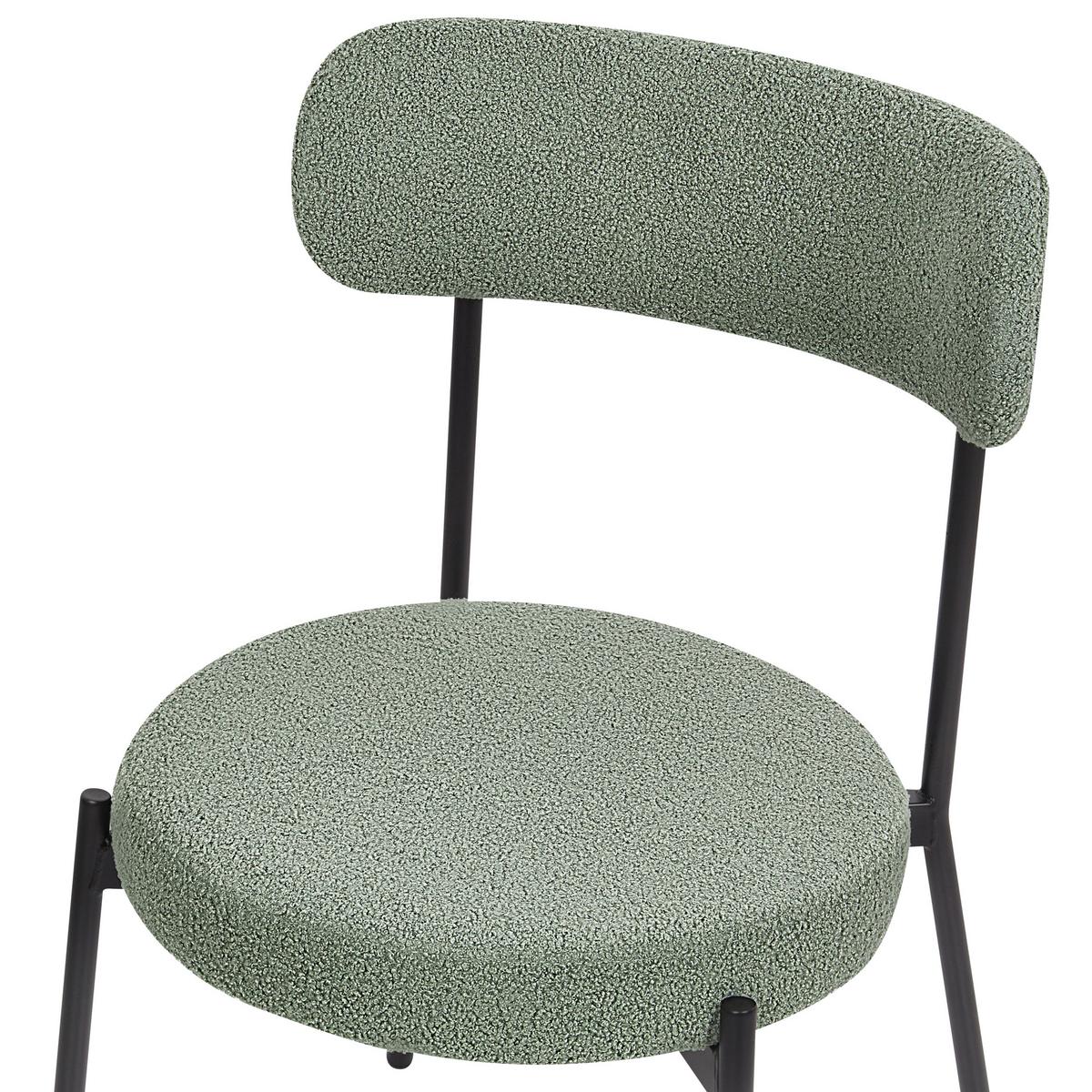 ESSZIMMERSTUHL 2er-Set Bouclé Hellgrün Allison - Schwarz/Hellgrün, Textil (47/77/52cm) - Beliani