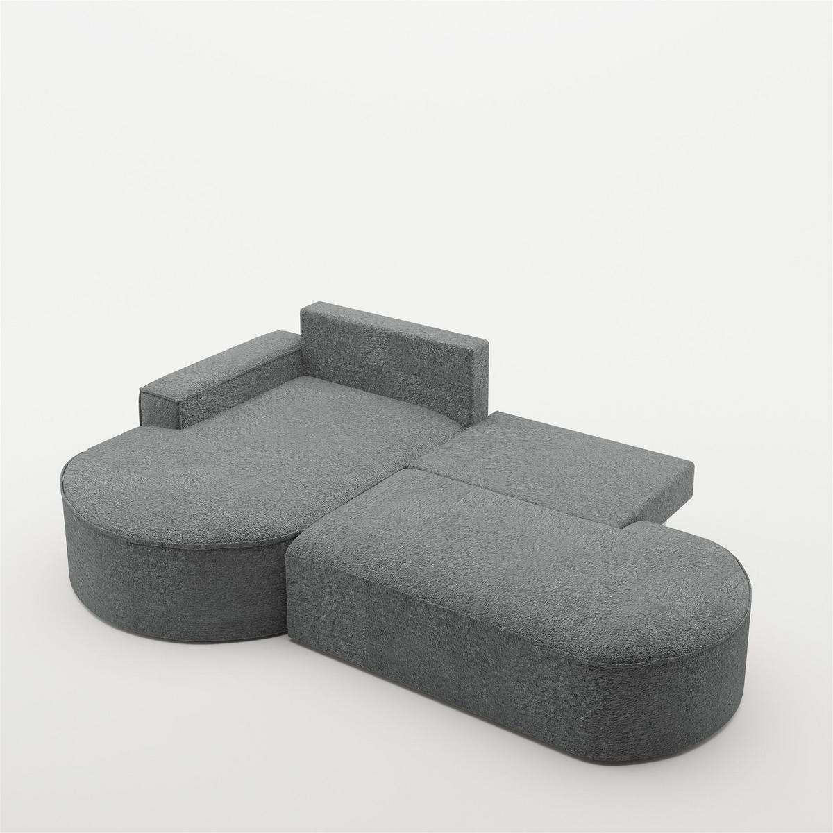 ECKSOFA Venedig Mit Schlaffunktion - Dunkelgrau, Holzwerkstoff/Textil (278/179cm) - Fun Möbel