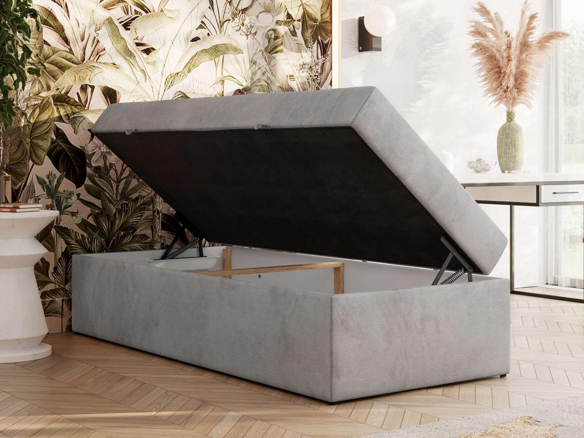 BOXBETT ZERO 90/200 - Hellgrau Velvet - H3 - Topper T25 - Hellgrau, Textil (90/200cm) - MKS