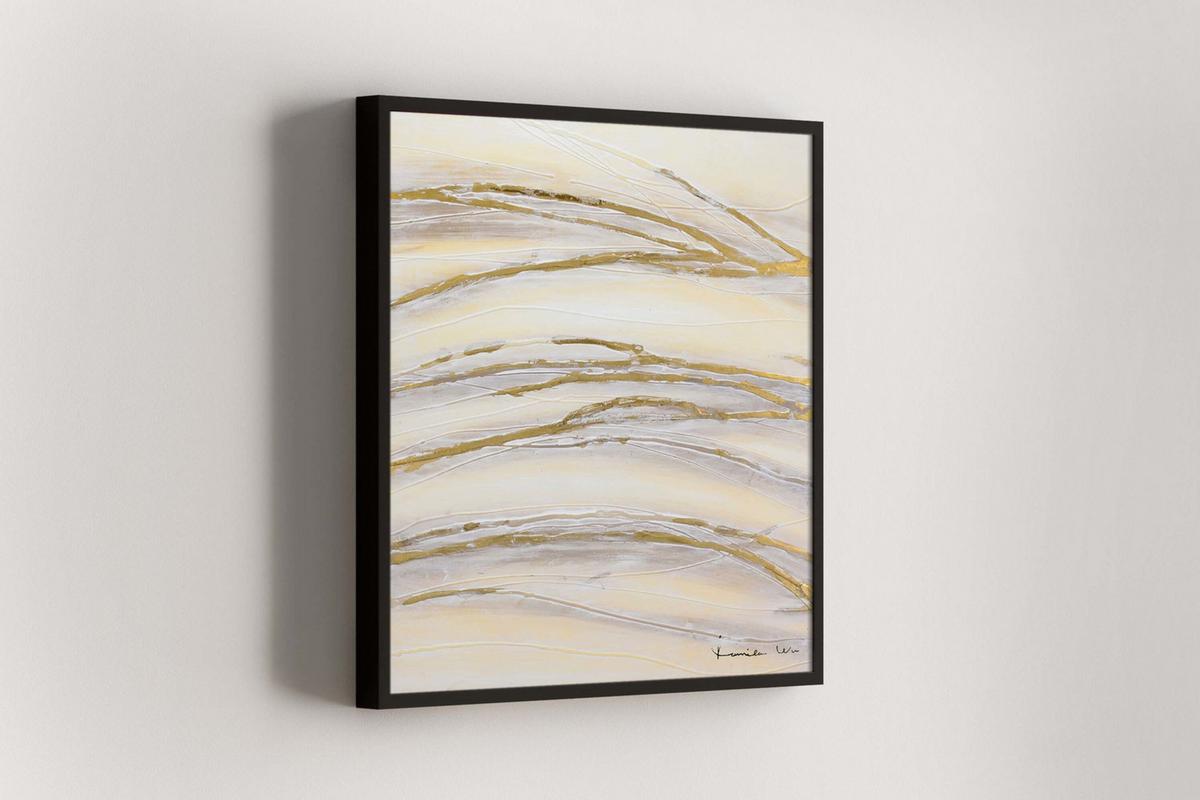 ACRYLBILD HANDGEMALT 80/80 cm - Goldfarben, Holz/Textil (80/80cm) - KUNSTLOFT