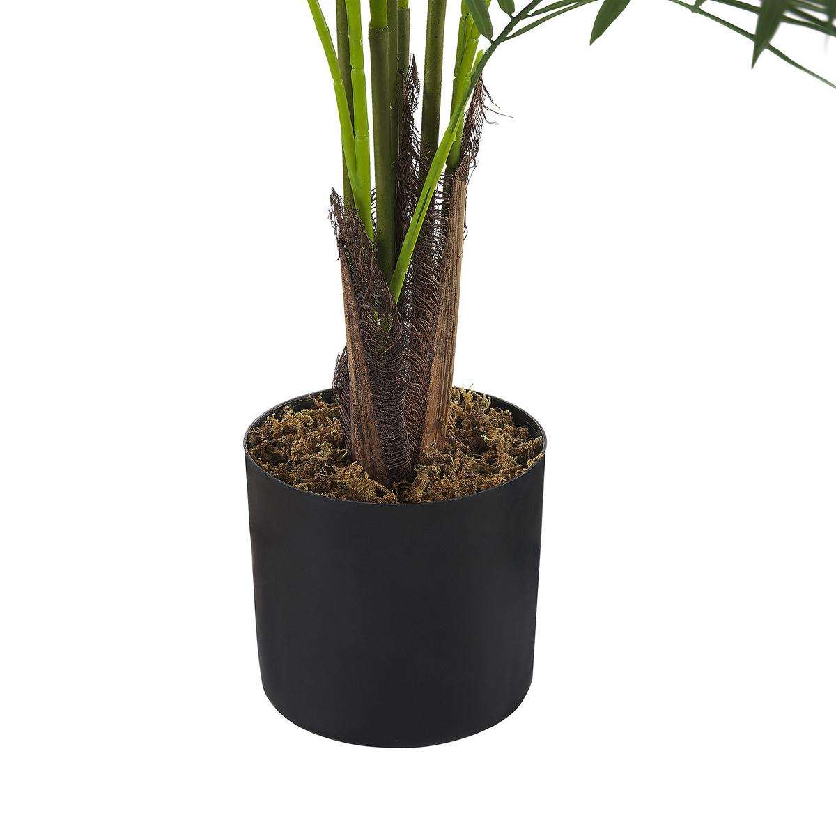 KUNSTPFLANZE im Blumentopf 124 cm Grün/Schwarz Areca Palm - Schwarz/Grün, Kunststoff (124cm) - Beliani