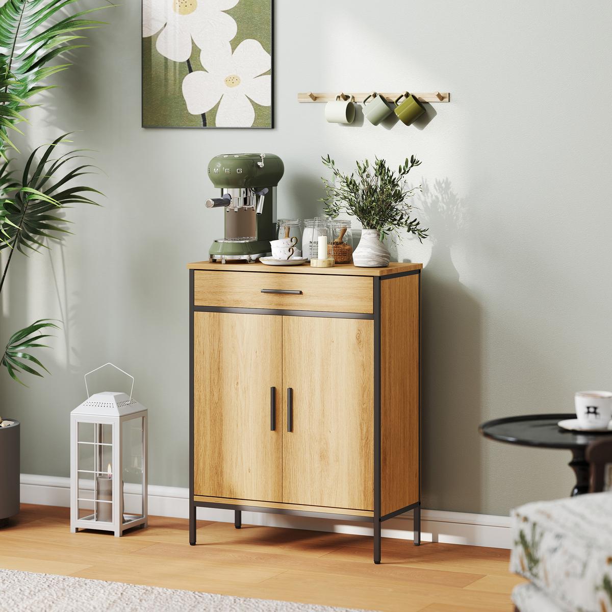 BADEZIMMERSCHRANK mit Schublade Soft-Close-Tür Eiche 60 x 30 x 80 cm - Eichefarben, Holzwerkstoff (30/80/60cm) - HOMCOM