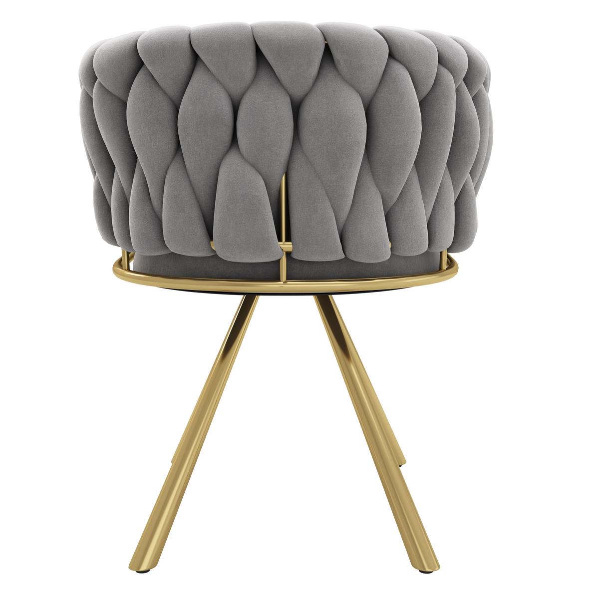 ESSZIMMERSTUHL 2er-Set Samt, 360° Drehbar, Metallbeine, Grau & Gold Luxus-Stuhl für Wohnzimmer & Schlafzimmer - Grau, Textil/Metall (59/72/54cm) - Urban Meuble