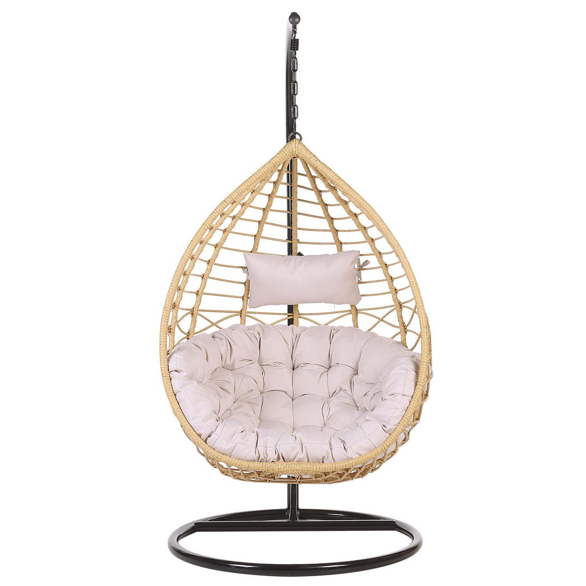 HÄNGESESSEL mit Gestell PE Rattan natürlich 97 cm Arsita - Beige, Kunststoff (100/199/97cm) - Beliani