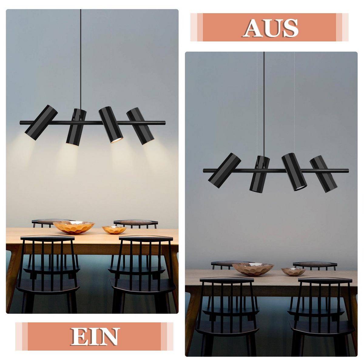 PENDELLEUCHTE Stärke 4-flammig 66/6/170 cm - Schwarz, Metall (66/6/170cm) - Nettlife