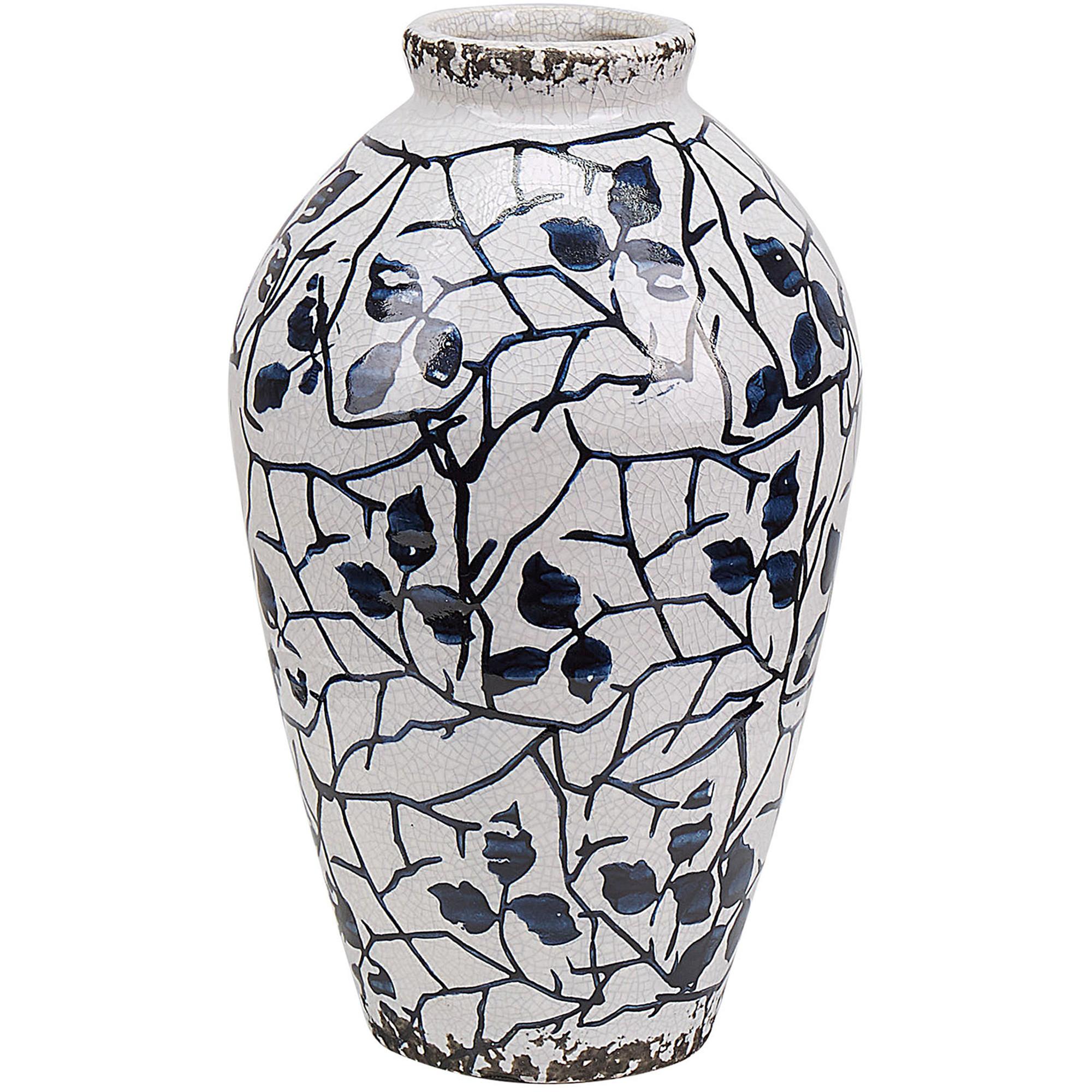 BLUMENVASE Steinzeug weiß Mallia - Weiß, Stein (22cm) - Beliani