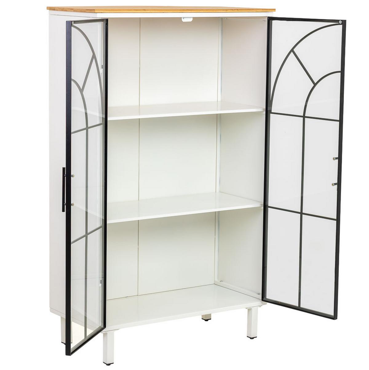 VITRINE aus Holz und Glas mit 2 Türen, Weiß, 80x35x131h cm - Weiß, Holz (80/130/35cm) - Wanderlust