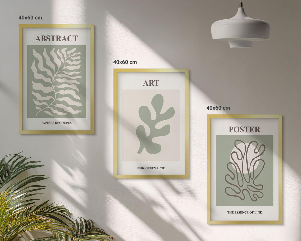 BILDER SET 3er Set - 40x60 cm Goldrahmen - Poster mit Pflanzenmustern von Matisse - Goldfarben, Kunststoff (40/60cm) - TULUP