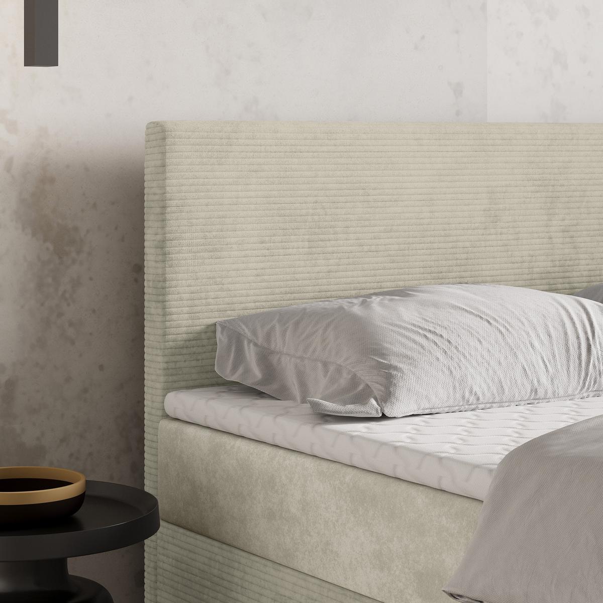 BOXBETT TORREL 160x200 cm mit Matratze und Topper - Creme - Creme, Holz (160/200cm) - MASSENO