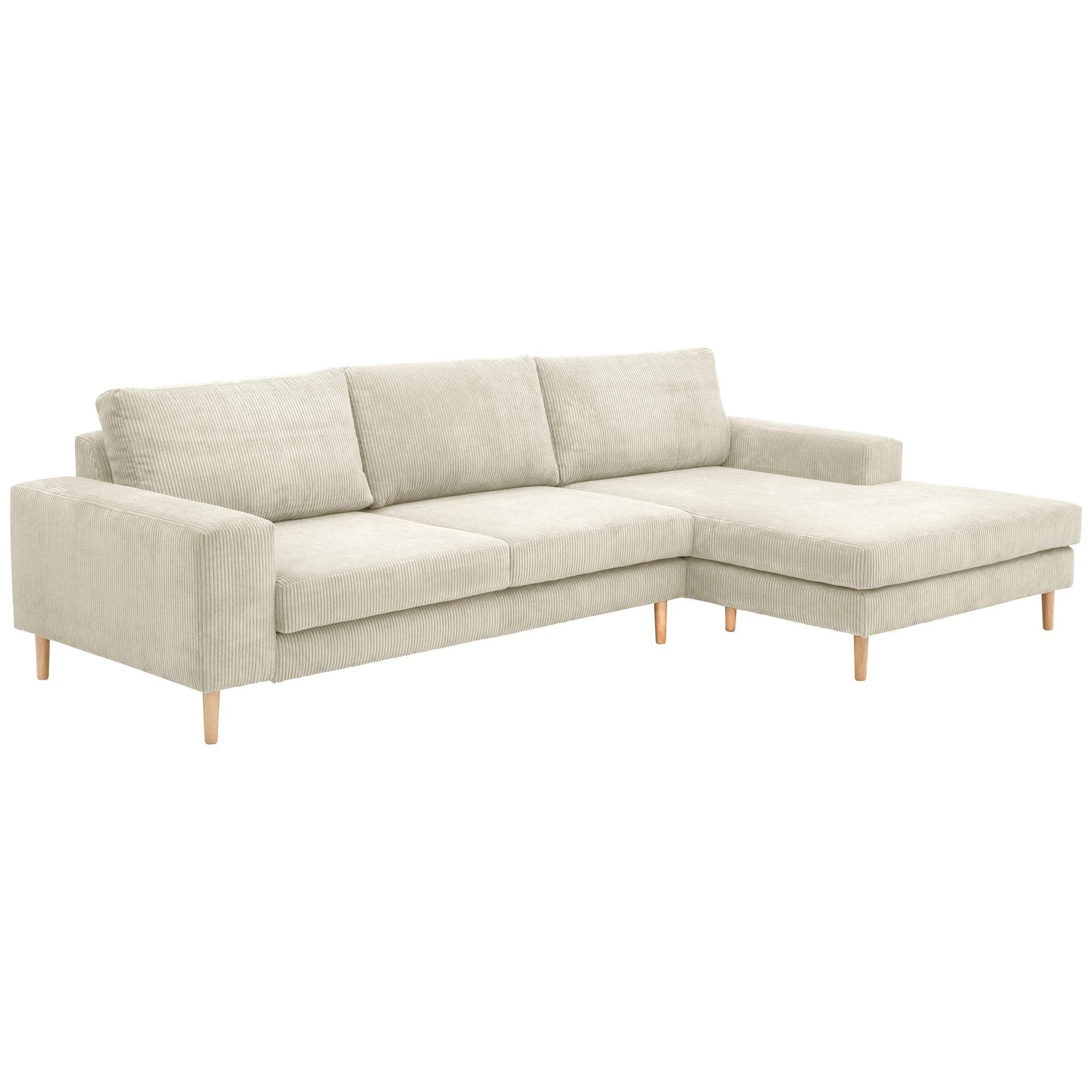 SOFA mit Longchair rechts Kaylynn Cordstoff creme - Creme, Kunststoff (175/294cm) - 58aufmkessel