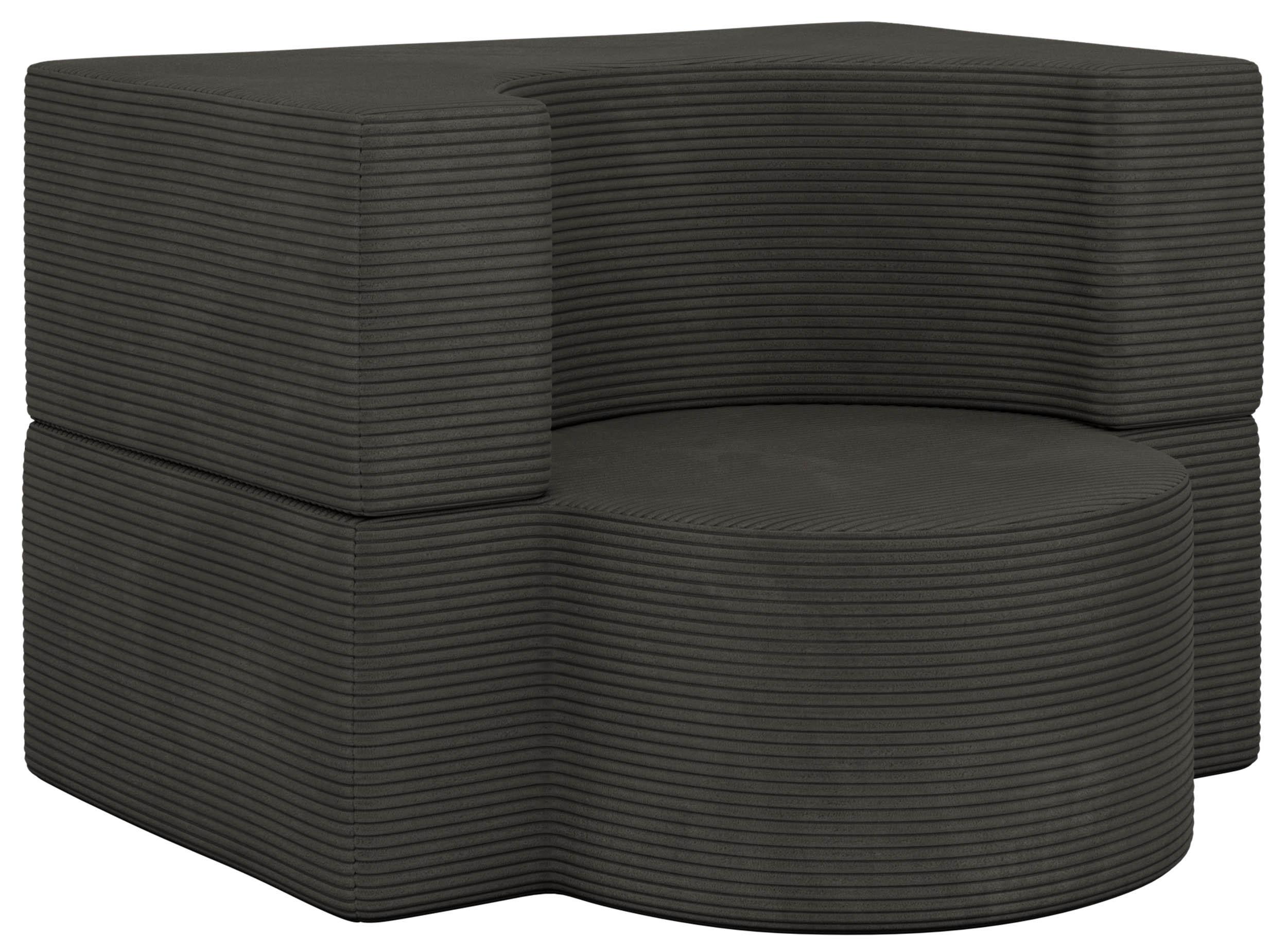 1-SITZER BODENSOFA SANOA - Dunkelgrau Cord - Dunkelgrau, Textil (100/68/96cm) - MKS