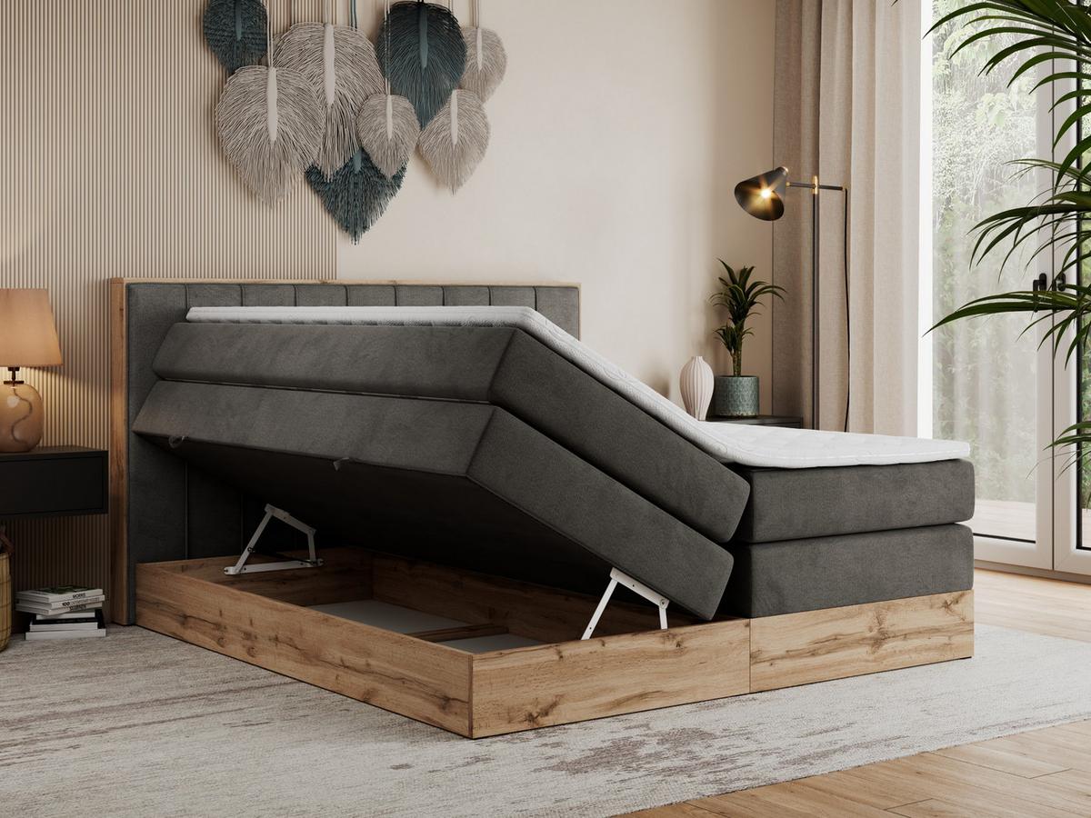 BOXSPRINGBETT BELLISSIMO KING 180/200 Dunkelgrau Velvet - H4 - Dunkelgrau, Holz/Textil (180/200cm) - MKS