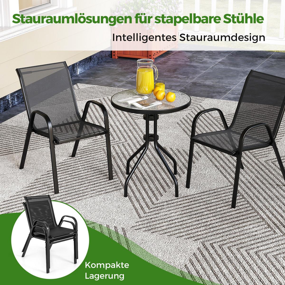 BALKONMÖBEL Set Balkon(3-teilig) - Grau, Metall (67/83/55cm) - COSTWAY