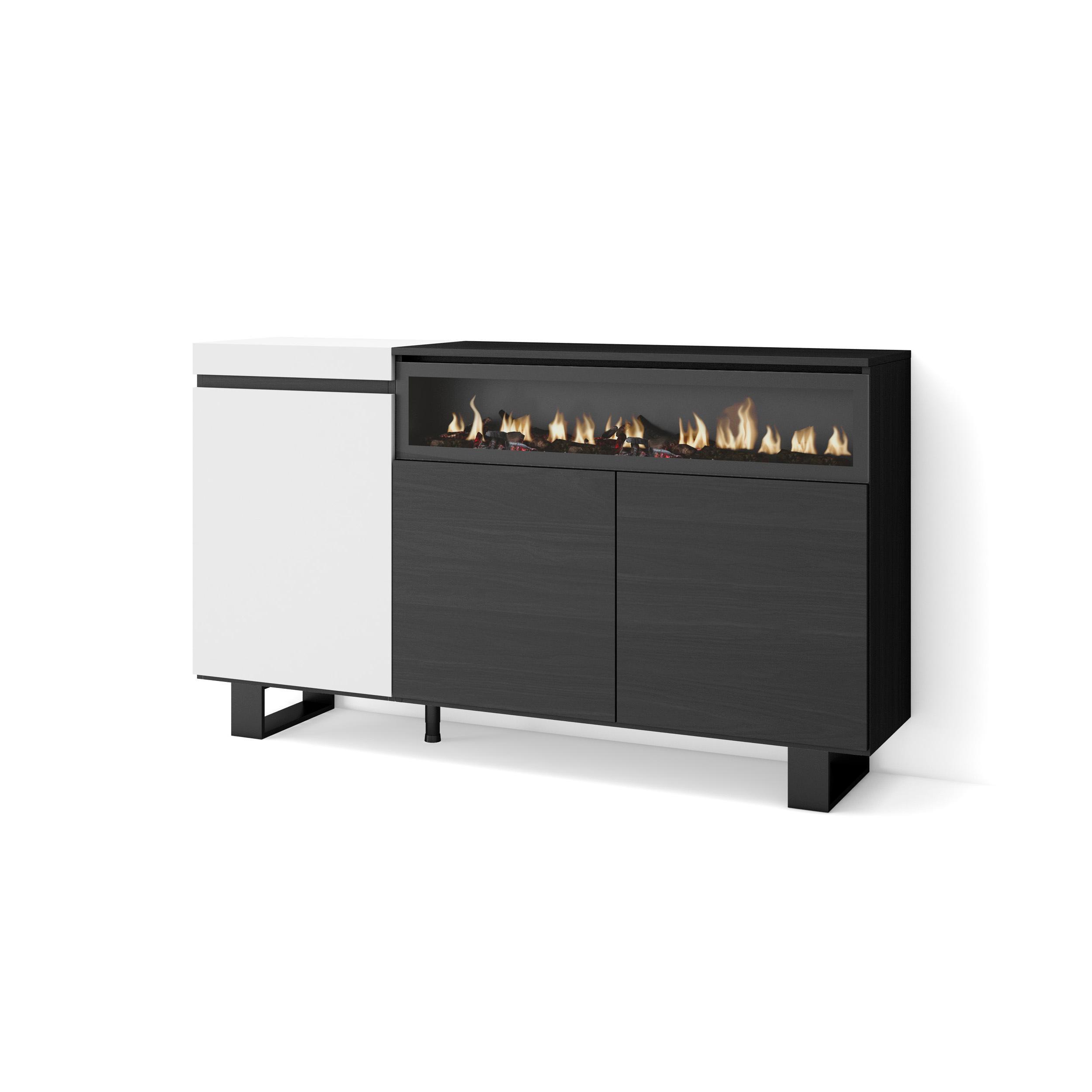 SIDEBOARD weiß und schwarz, 150/35/87cm - Multicolor, Holzwerkstoff (150/87/35cm) - Skraut Home