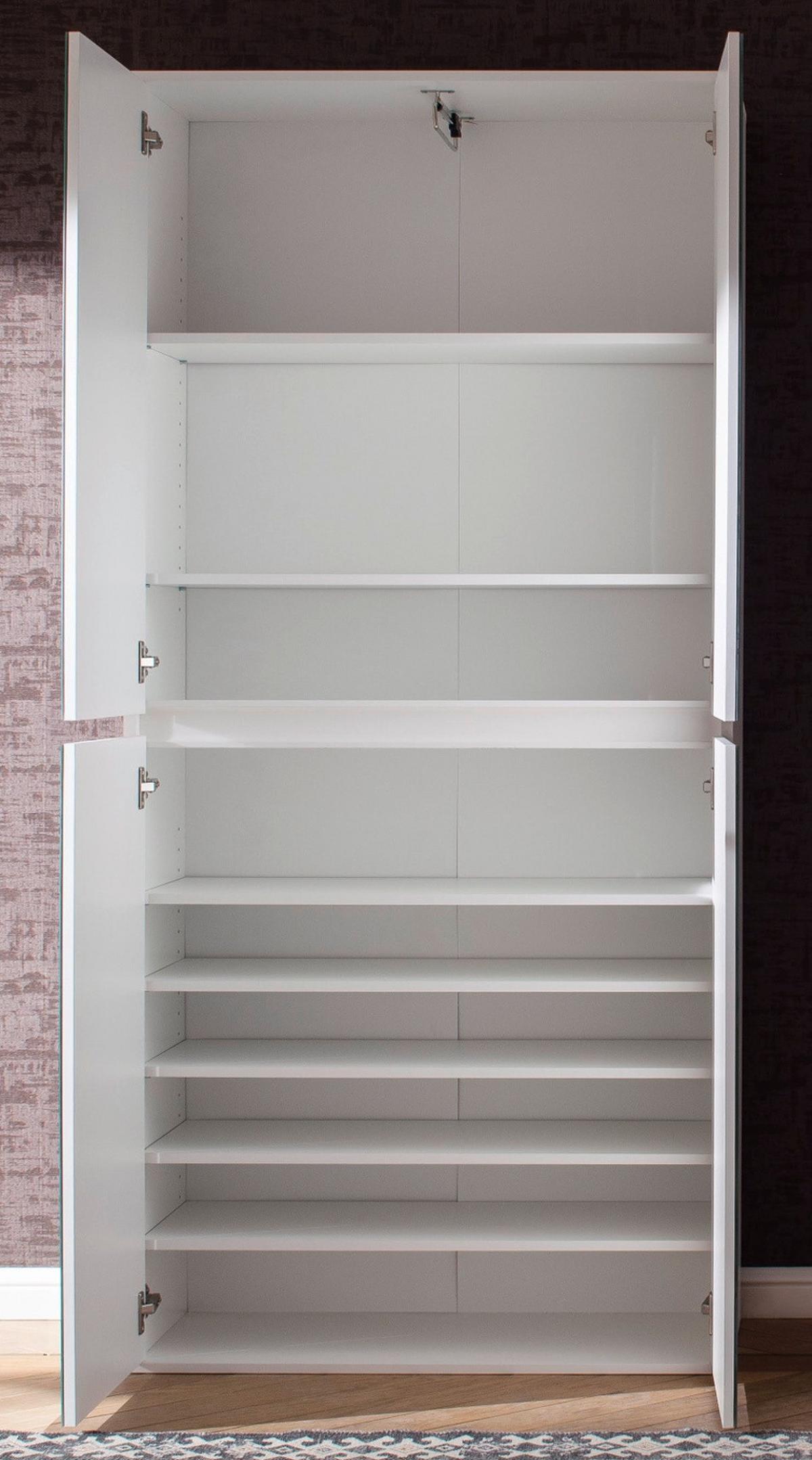 GARDEROBENSCHRANK weiß 74 x 191 cm, Schuhschrank mit Spiegeltüren - Weiß, Glas/Holzwerkstoff (74/191/34cm) - Top.Furn