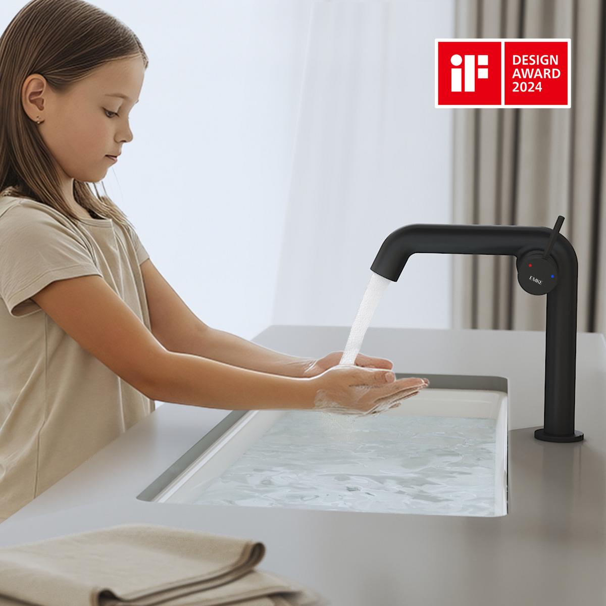 WASCHTISCHARMATUR Ventilkernzertifizierung Schwarz Matt 15cm - Schwarz, Metall (20/7.6/22.2cm) - EMKE