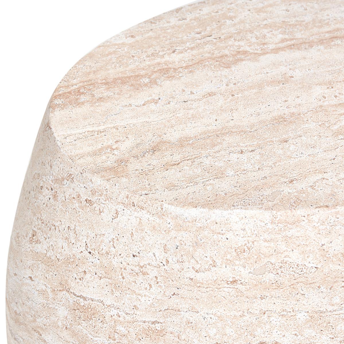 BEISTELLTISCH 40/58 cm Travertinoptik Ricadi - Beige, Keramik (40/58/52cm) - Beliani