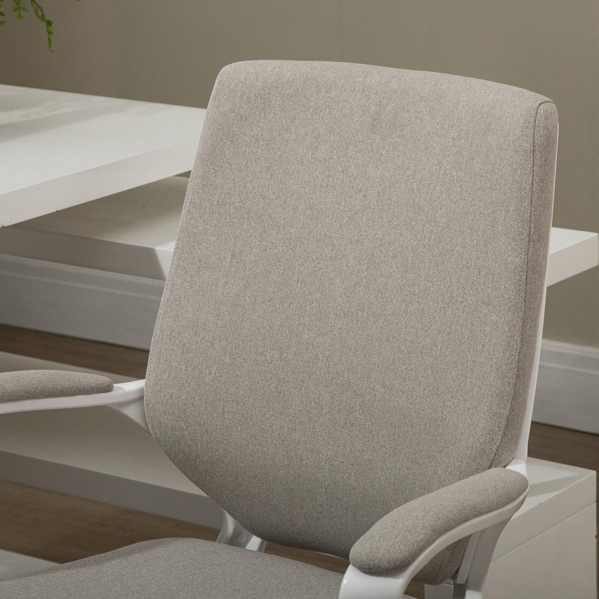 BÜROSTUHL Drehstuhl höhenverstellbarer dick gepolstert Polyester Beige+Weiß - Sandfarben, Kunststoff (69/100/62cm) - Vinsetto