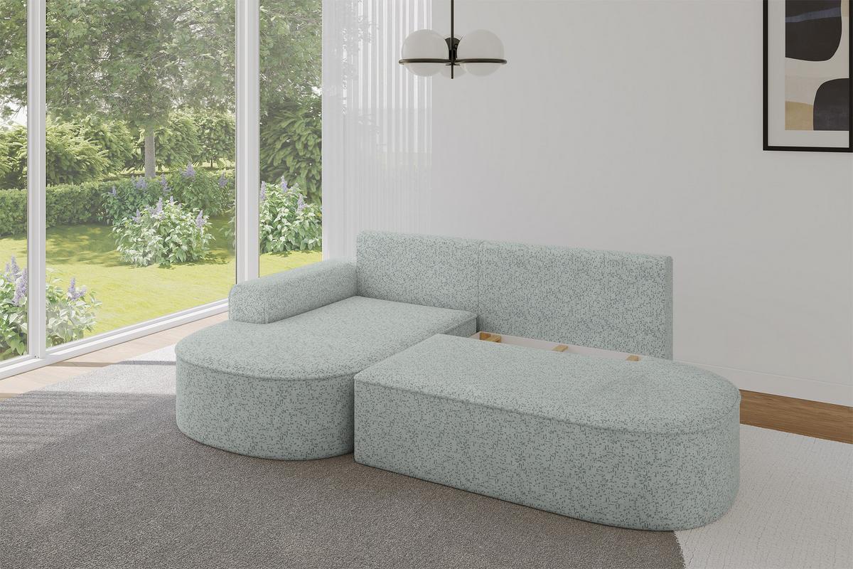 ECKSOFA mit Schlaffunktion und Bettkasten Ottomane Links MARI-L1-S - 283x167x73 cm Grün Tissu - Dunkelgrün/Schwarz, Holzwerkstoff/Kunststoff (283/167cm) - ALTDECOR