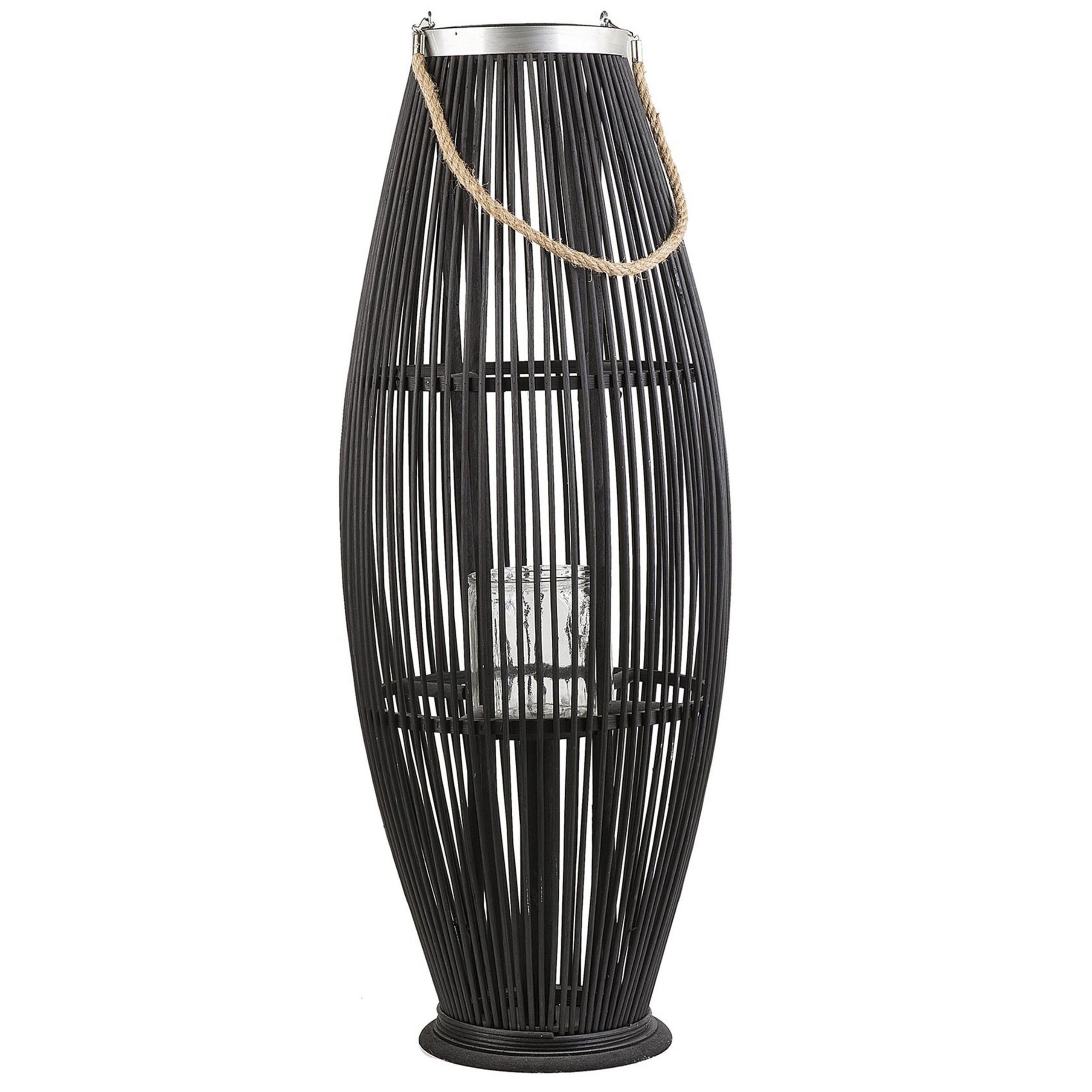 LATERNE Schwarz Tahiti - Schwarz, Holz (32/84/32cm) - Beliani