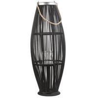 LATERNE Schwarz Tahiti - Schwarz, Holz (32/84/32cm) - Beliani