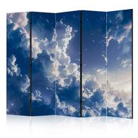 PARAVENT Akustik 5-tlg 225x172 cm Himmel Wolken - Blau, Holz/Textil (225/172/3cm) - Muralo