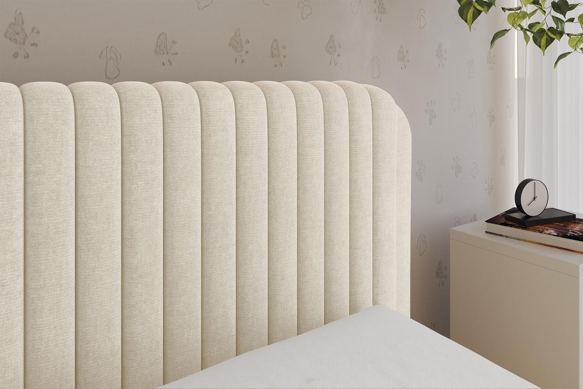 EINZELLBETT Jugendbett mit Bettkasten und Matratze H3/H4, Links - AURY 90x200 Beige - Beige, Holzwerkstoff/Textil (90/200cm) - ALTDECOR