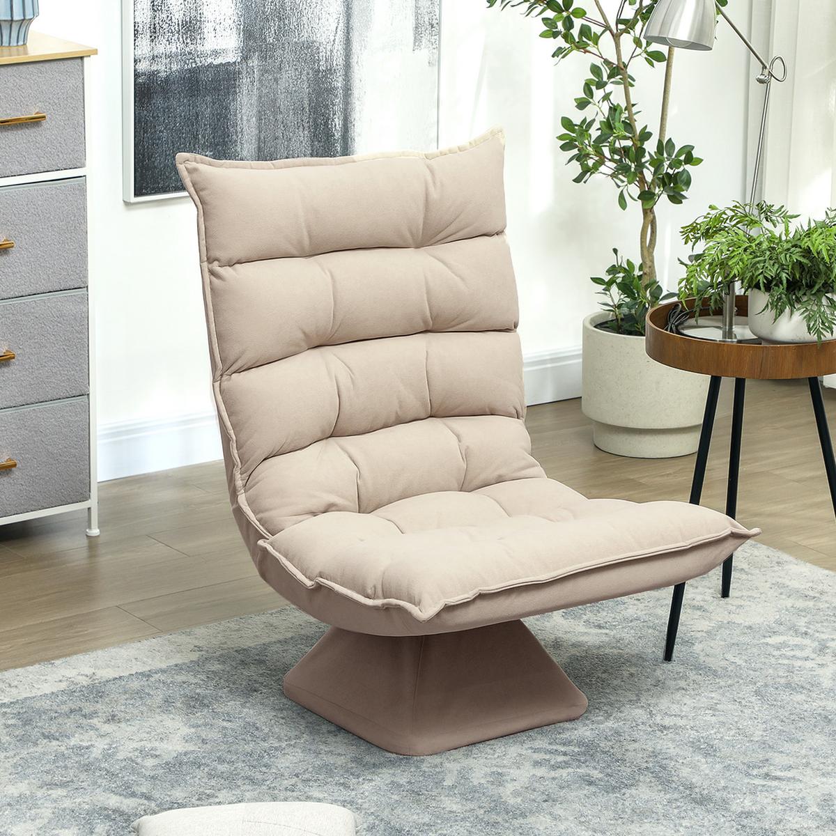 RELAXSESSEL Stahl, Leinenimitat, Beige - Beige, Metall (70/95/62cm) - HOMCOM