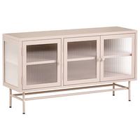 SIDEBOARD mit Glastüren Metall 115 cm Beige Devon - Beige, Metall (115/64/35cm) - Beliani