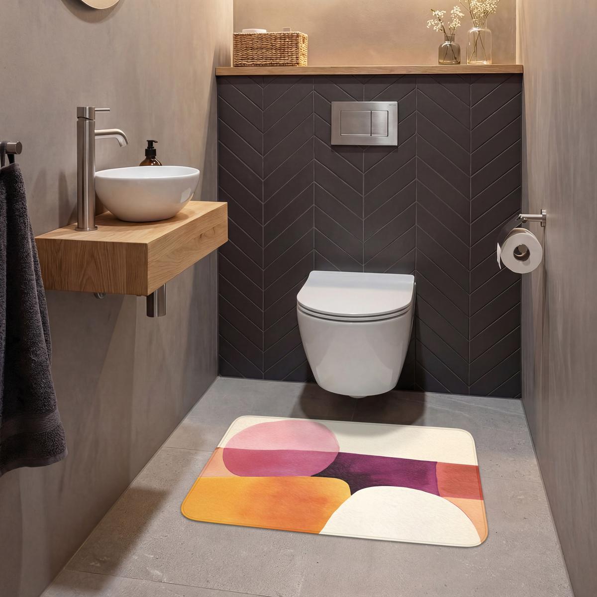 WC-VORLEGER Formen - Abstrakt - Farbenfroh Toilettenteppich 80x50 cm - Terracotta, Textil (80/1cm) - OnlyWow