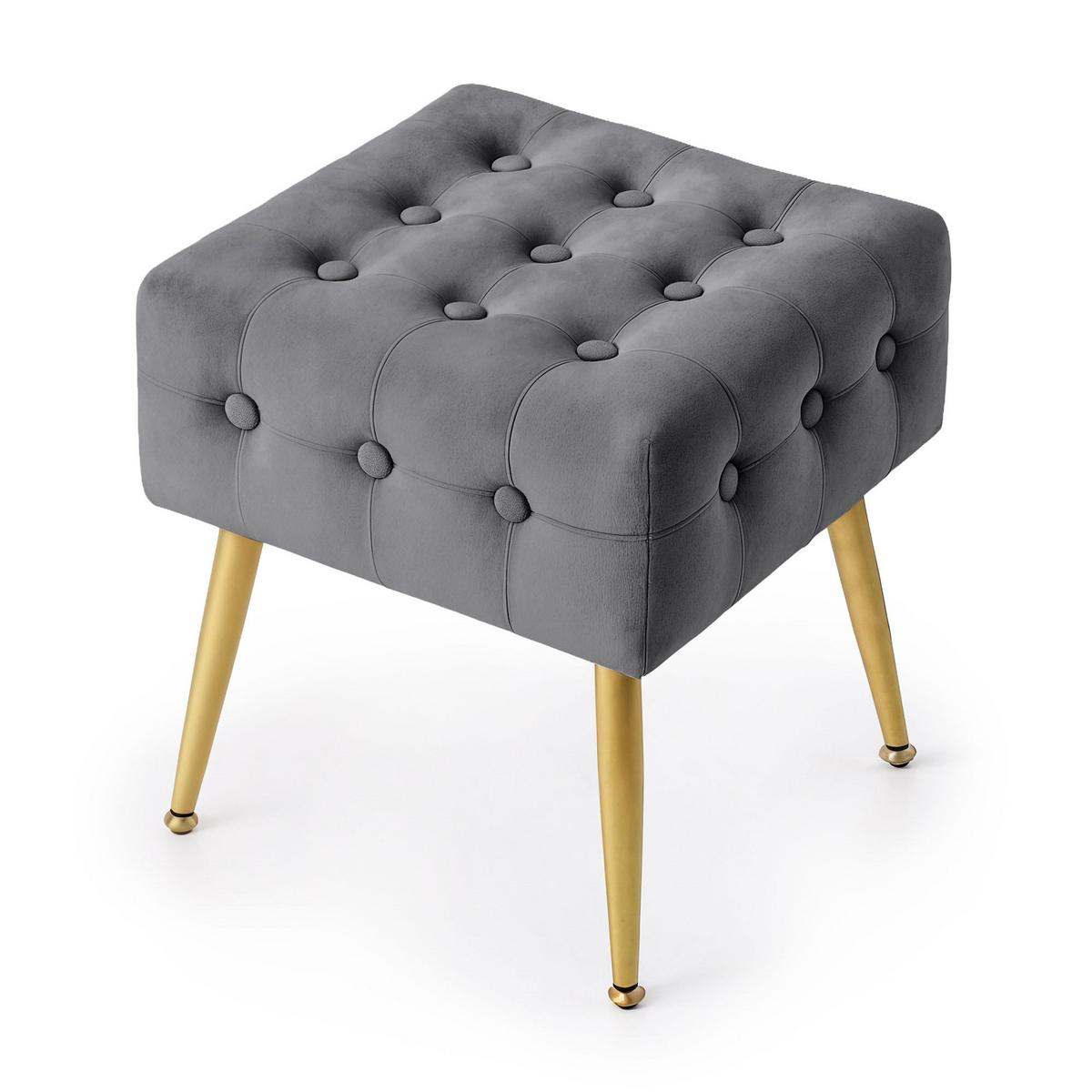 POLSTERBANK mit Samt - Optik Graphit 40/42/40 - Graphitfarben, Textil (40/42/40cm) - RAUMHIRSCH FURNITURE