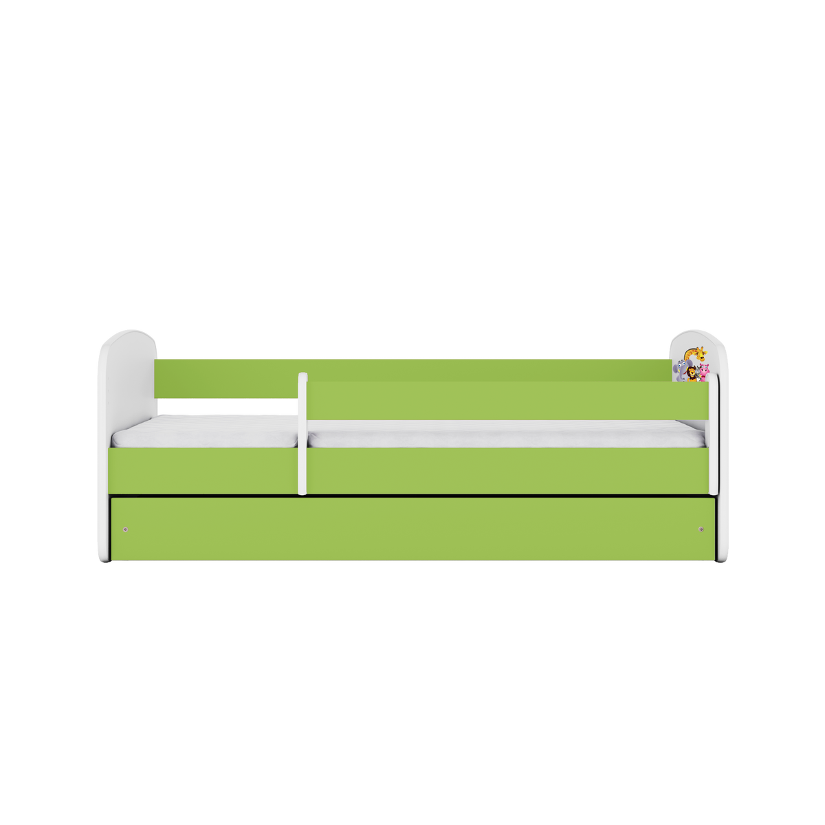 KINDERBETT ZOO mit Schublade und Matratze 160/80 - Grün, Holzwerkstoff (80/160cm) - RAUMHIRSCH FURNITURE