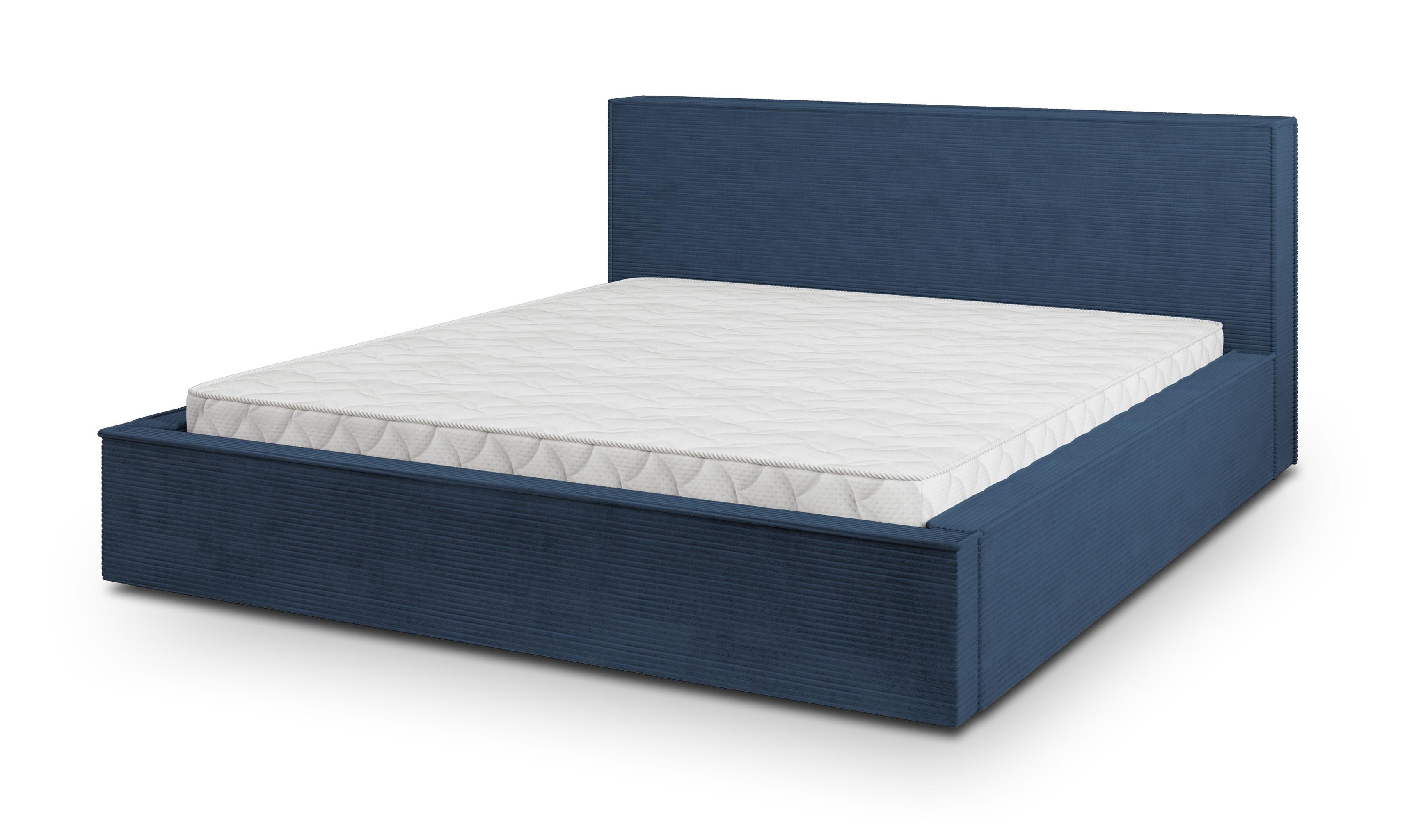 POLSTERBETT CELORA 160x200 cm mit Bettkästen - Blau - Blau, Holz (160/200cm) - MASSENO