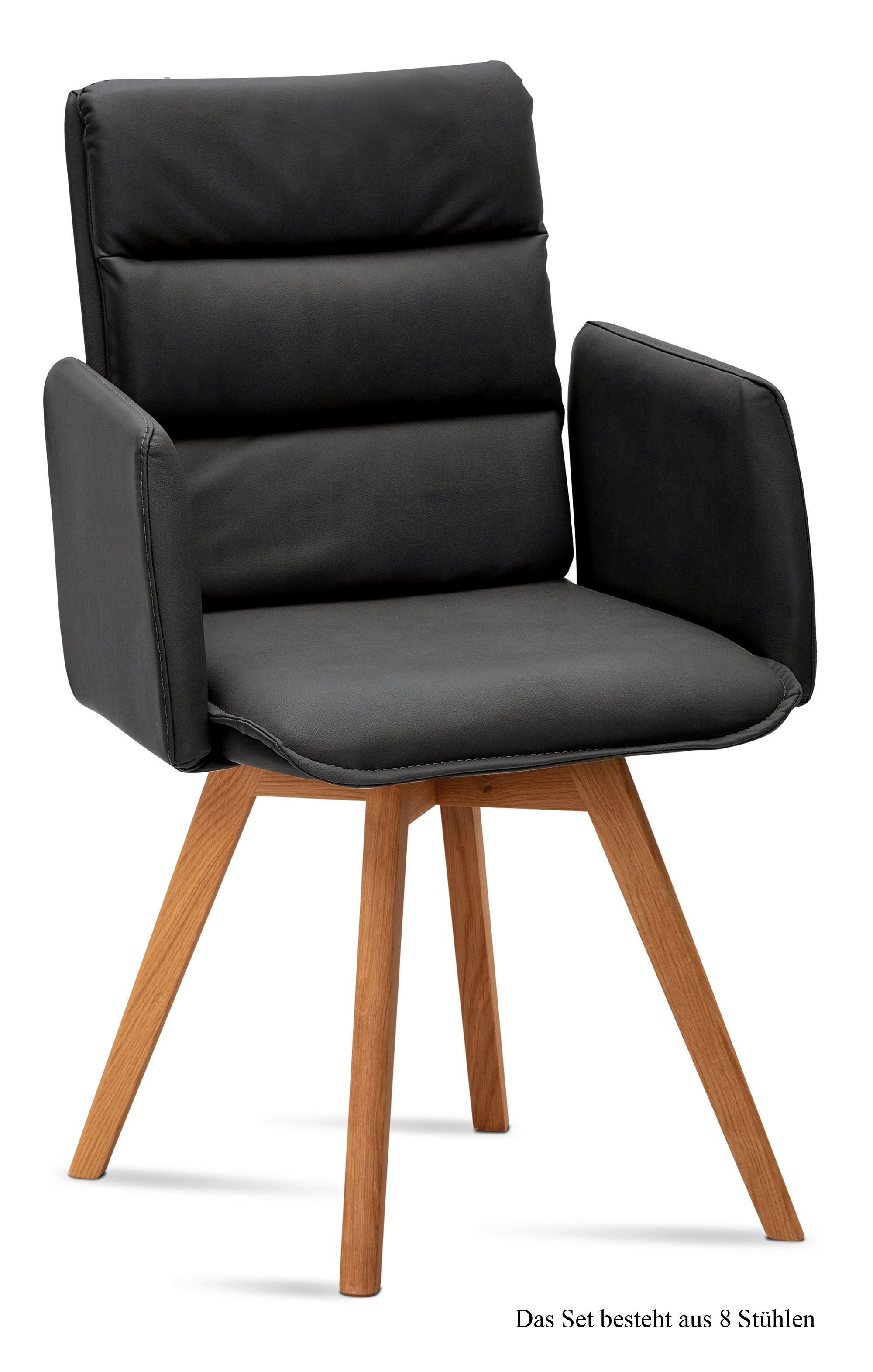ARMLEHNSTUHL (8er-Set) Dodie 52x92x60 Eiche geölt/Anthrazit - Eichefarben/Anthrazit, Kunststoff (60/92/52cm) - 58aufmkessel
