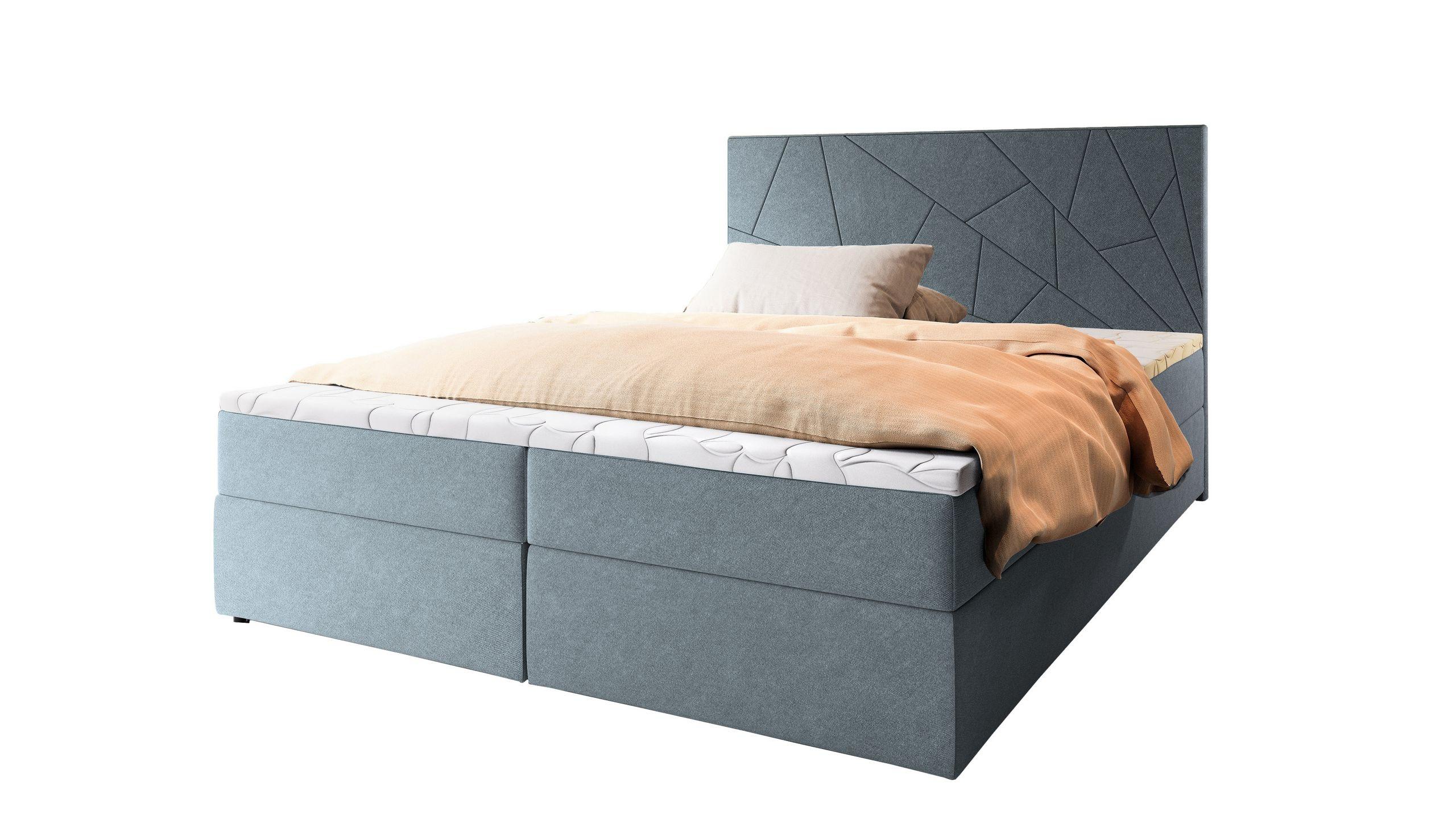 BOXBETT MADO 140x200 cm mit Matratze und Topper - Blau - Blau, Holz (140/200cm) - MASSENO