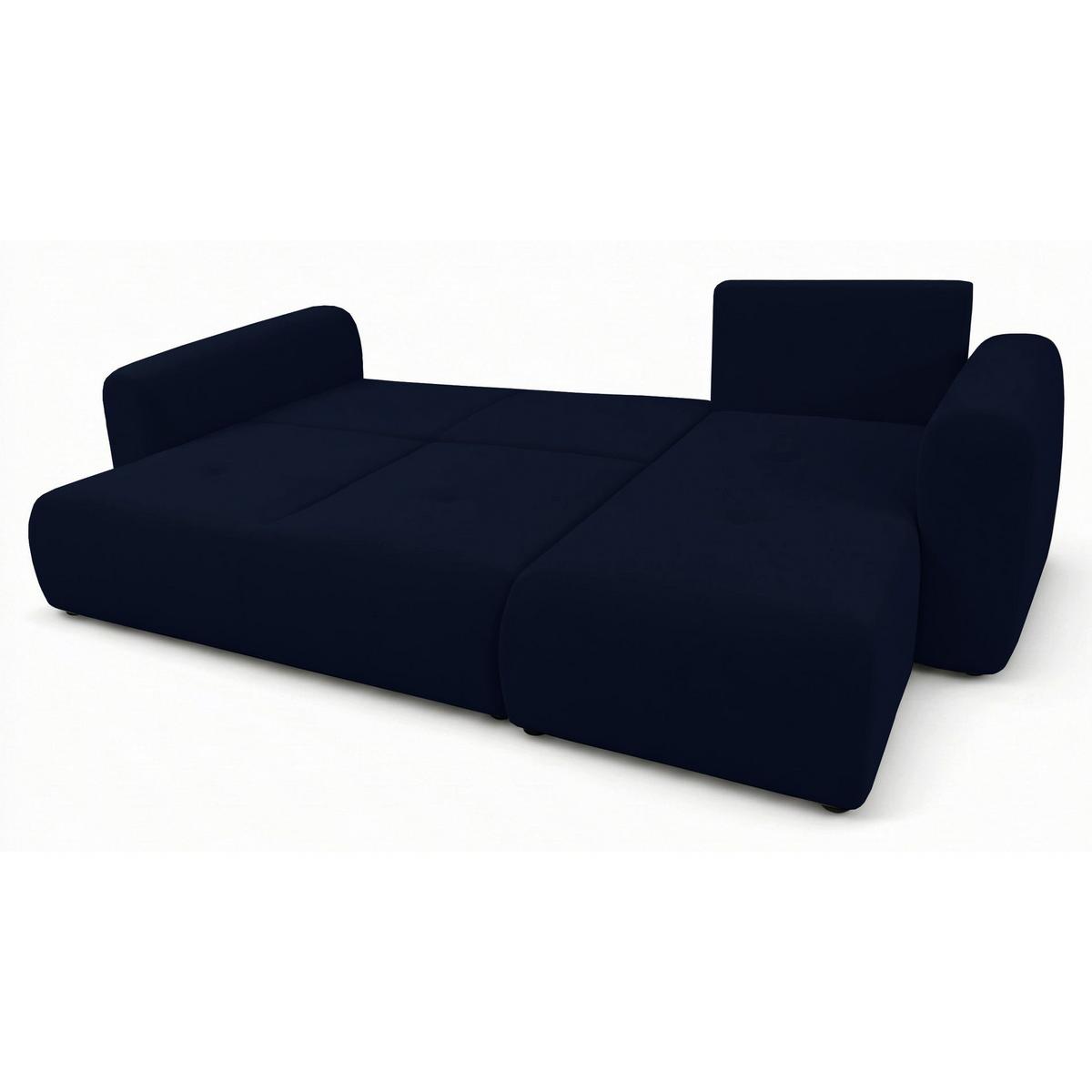 ECKSOFA Olido Navyblau-Samt - Schwarz/Dunkelblau, Kunststoff/Textil (245/150cm) - Selsey