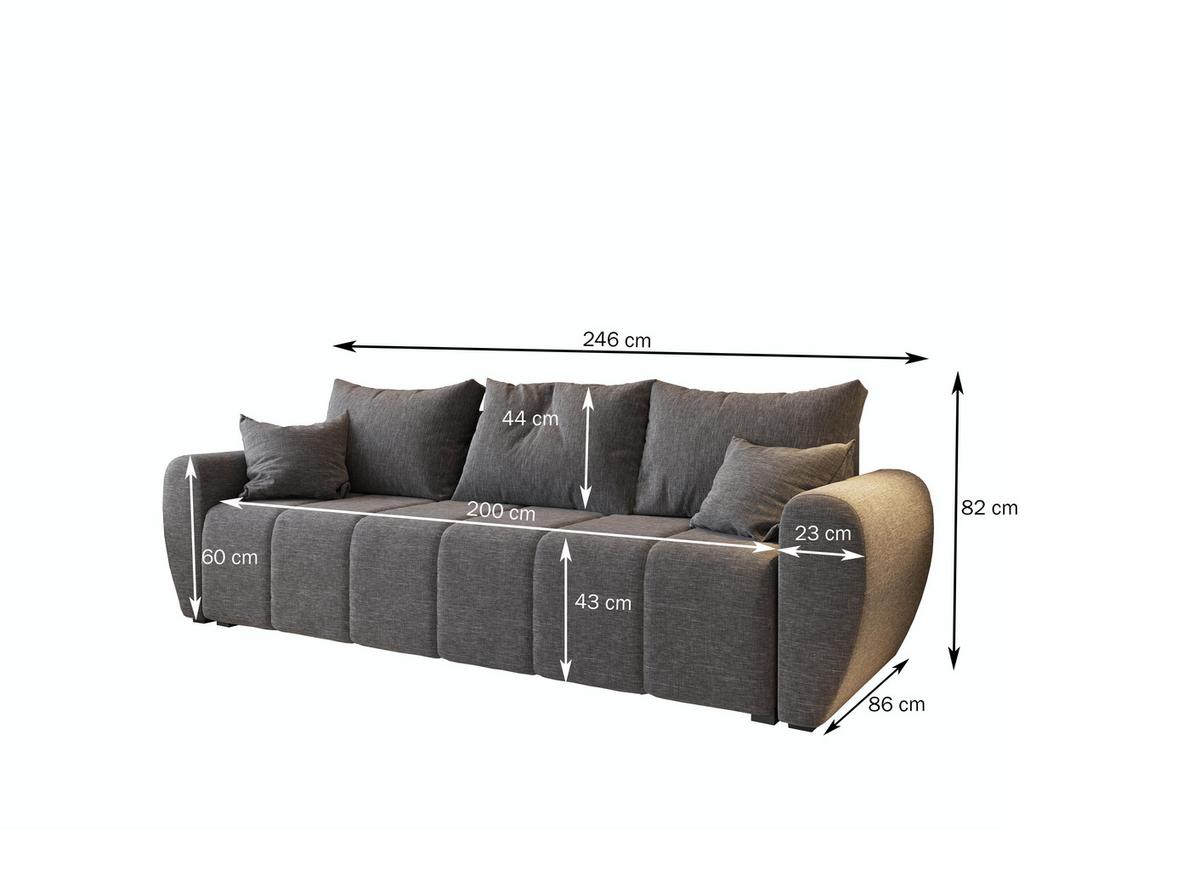 BETTSOFA MADISON Hellgrau Dünner Stoff mit Schlaffunktion - Hellgrau, Textil (242/82/80cm) - MASSENO