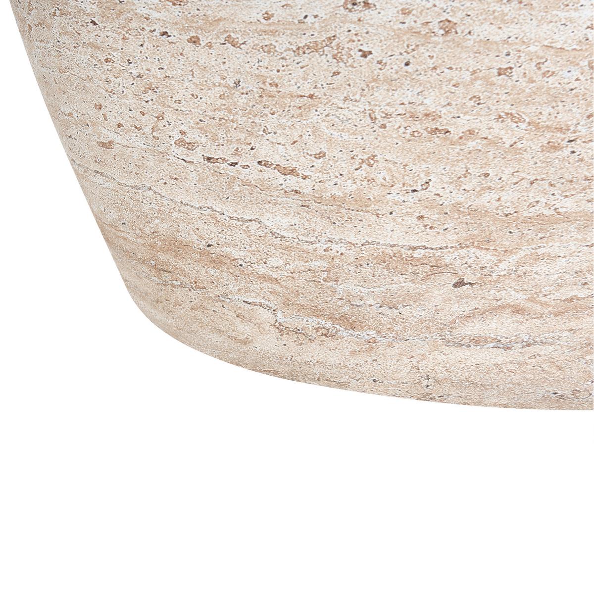 BEISTELLTISCH 40/58 cm Travertinoptik Ricadi - Beige, Keramik (40/58/52cm) - Beliani